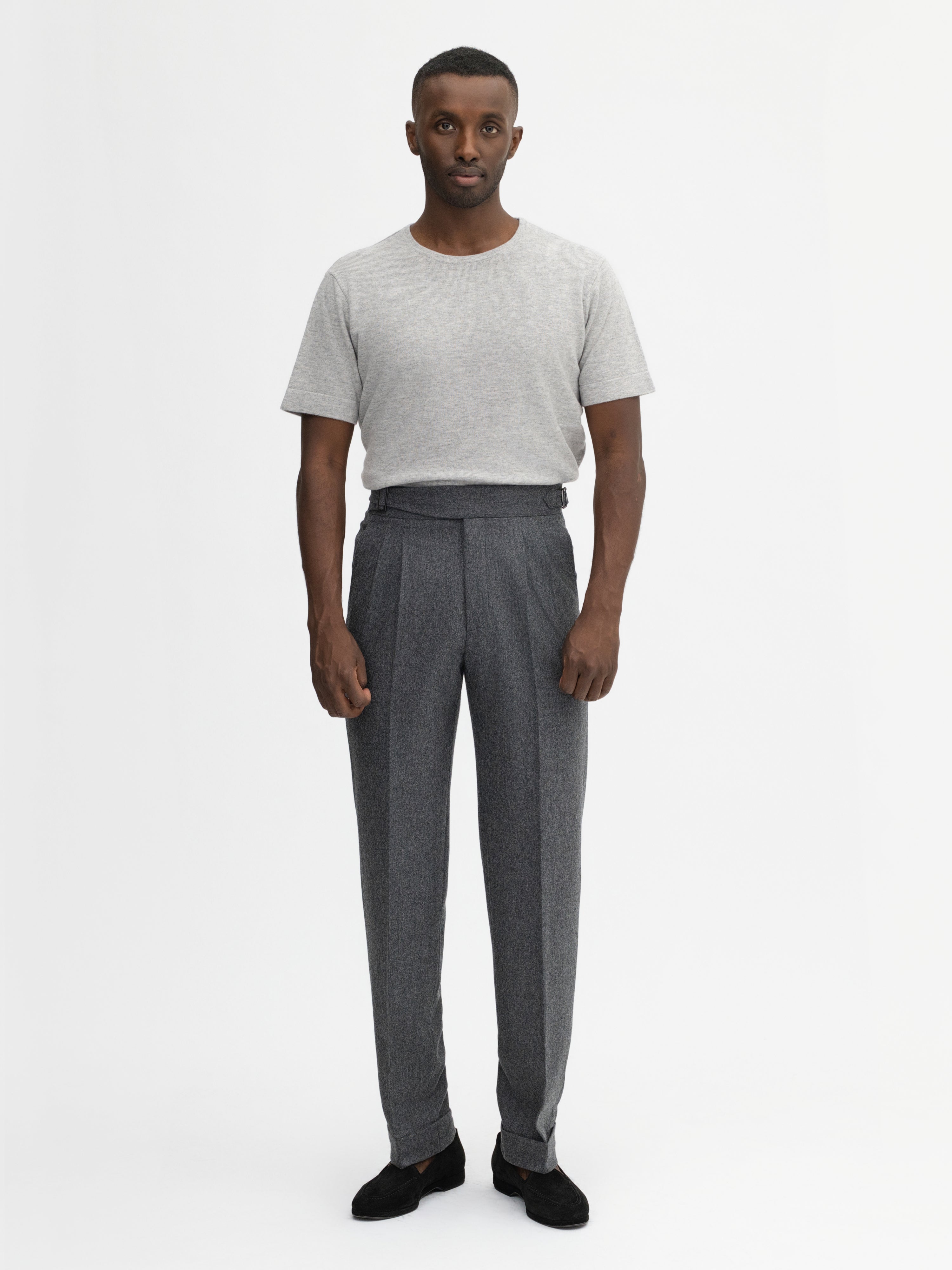 Grand Le Mar Grey Flannel Wool Gurkha Trousers