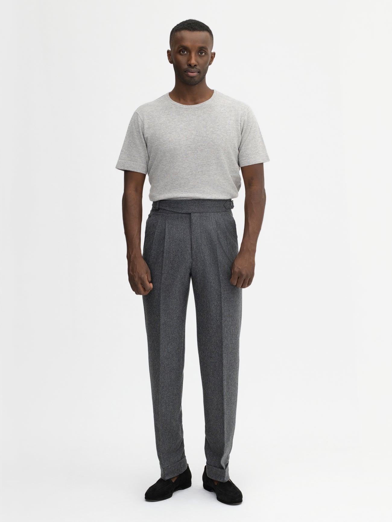 Grey Flannel Wool Gurkha Trousers - Grand Le Mar