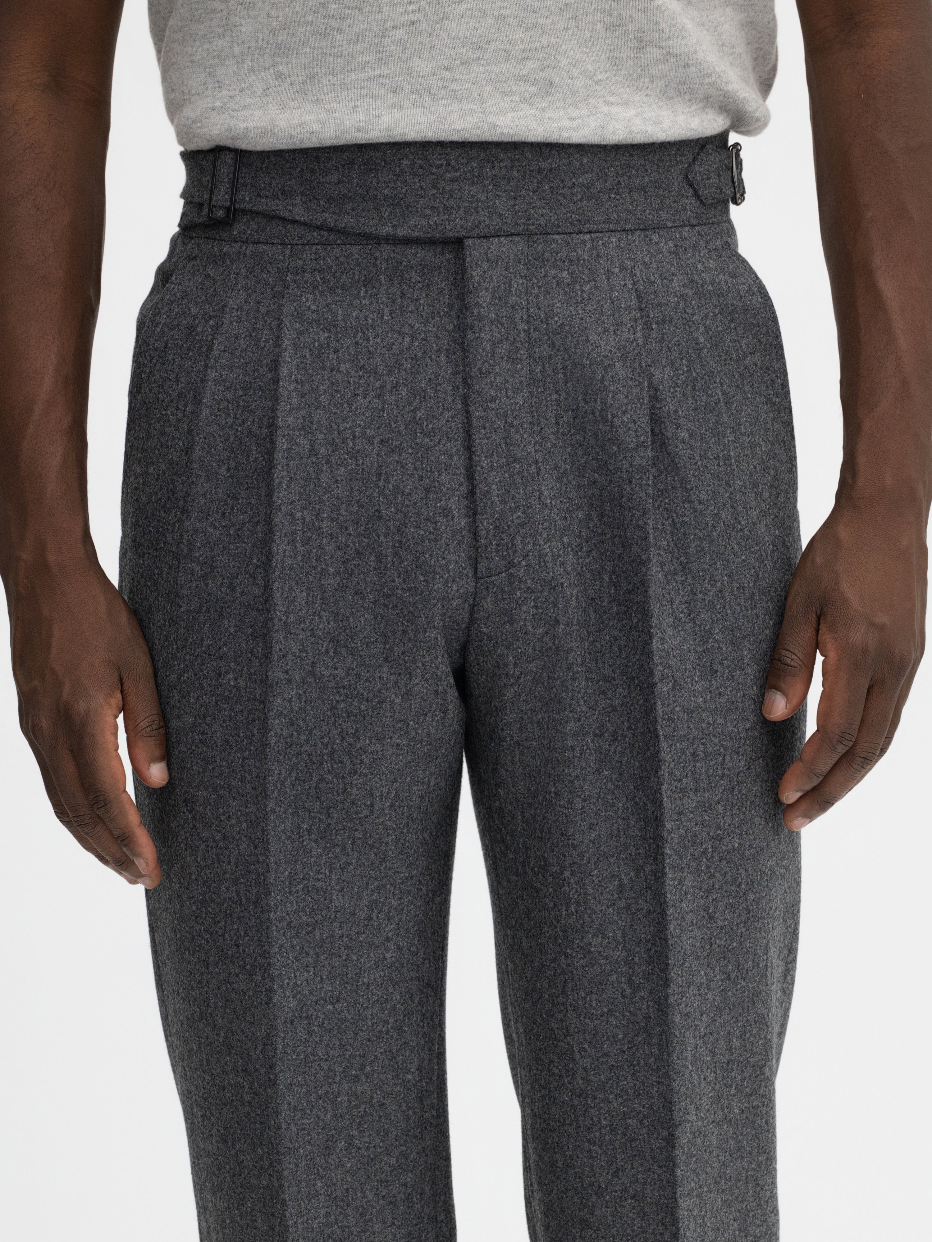 Grand Le Mar Grey Flannel Wool Gurkha Trousers