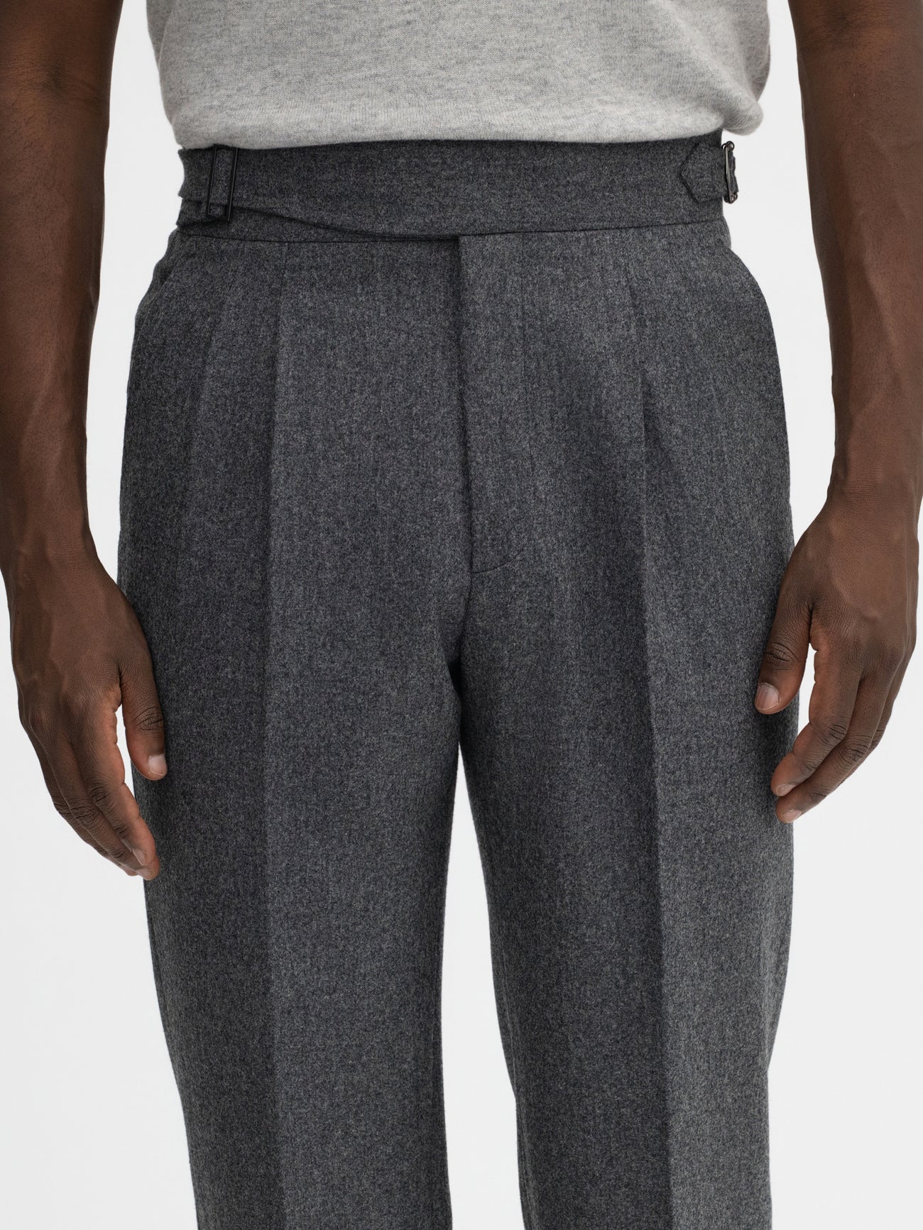 Grey Flannel Wool Gurkha Trousers - Grand Le Mar