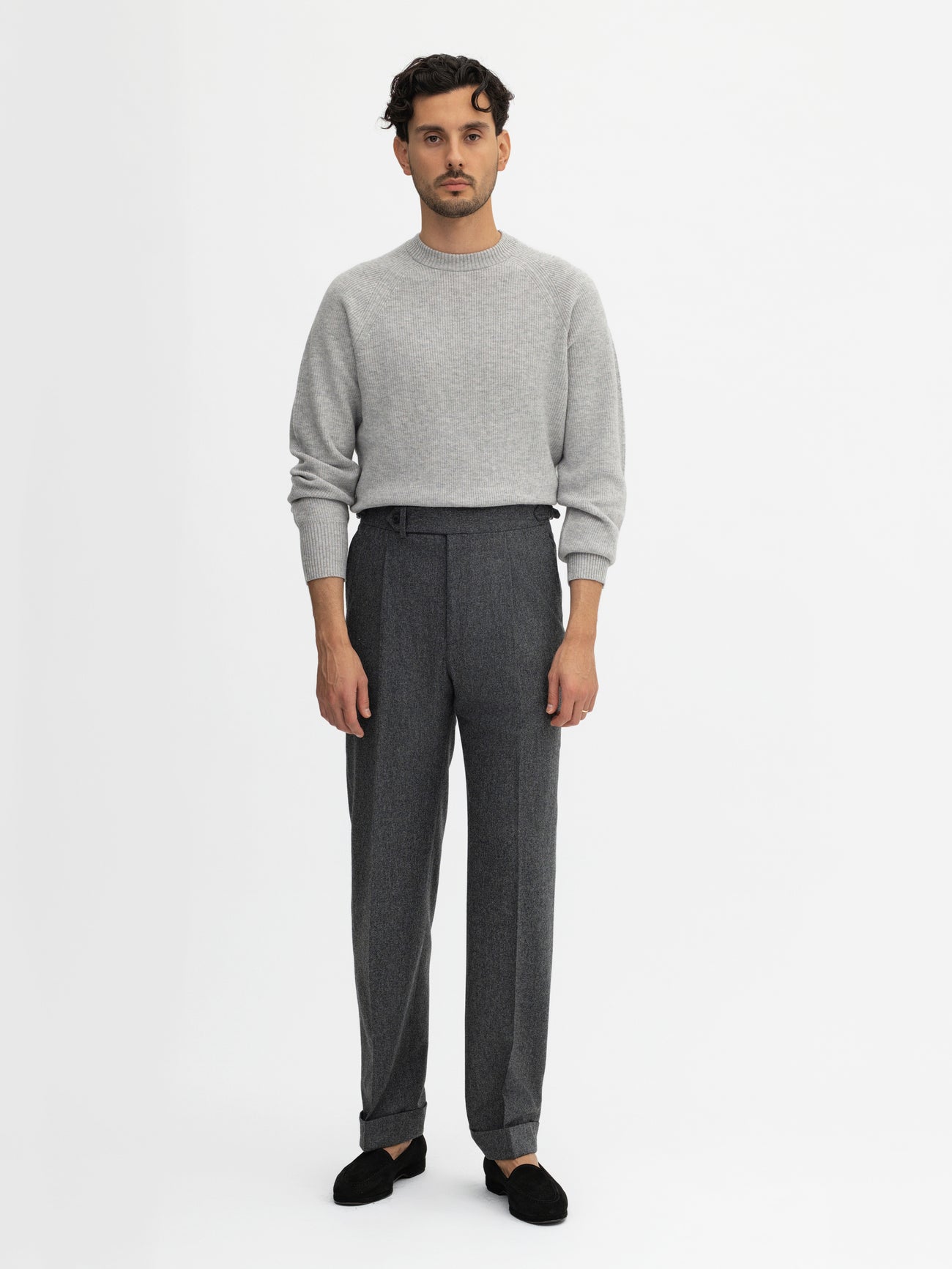 Grey Flannel Wool Oscar Trousers - Grand Le Mar