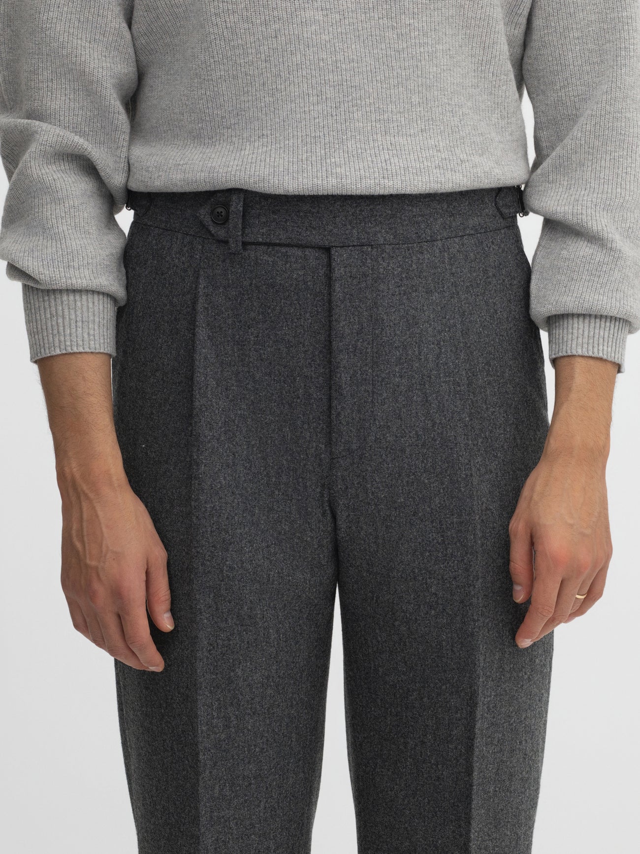 Grey Flannel Wool Oscar Trousers - Grand Le Mar