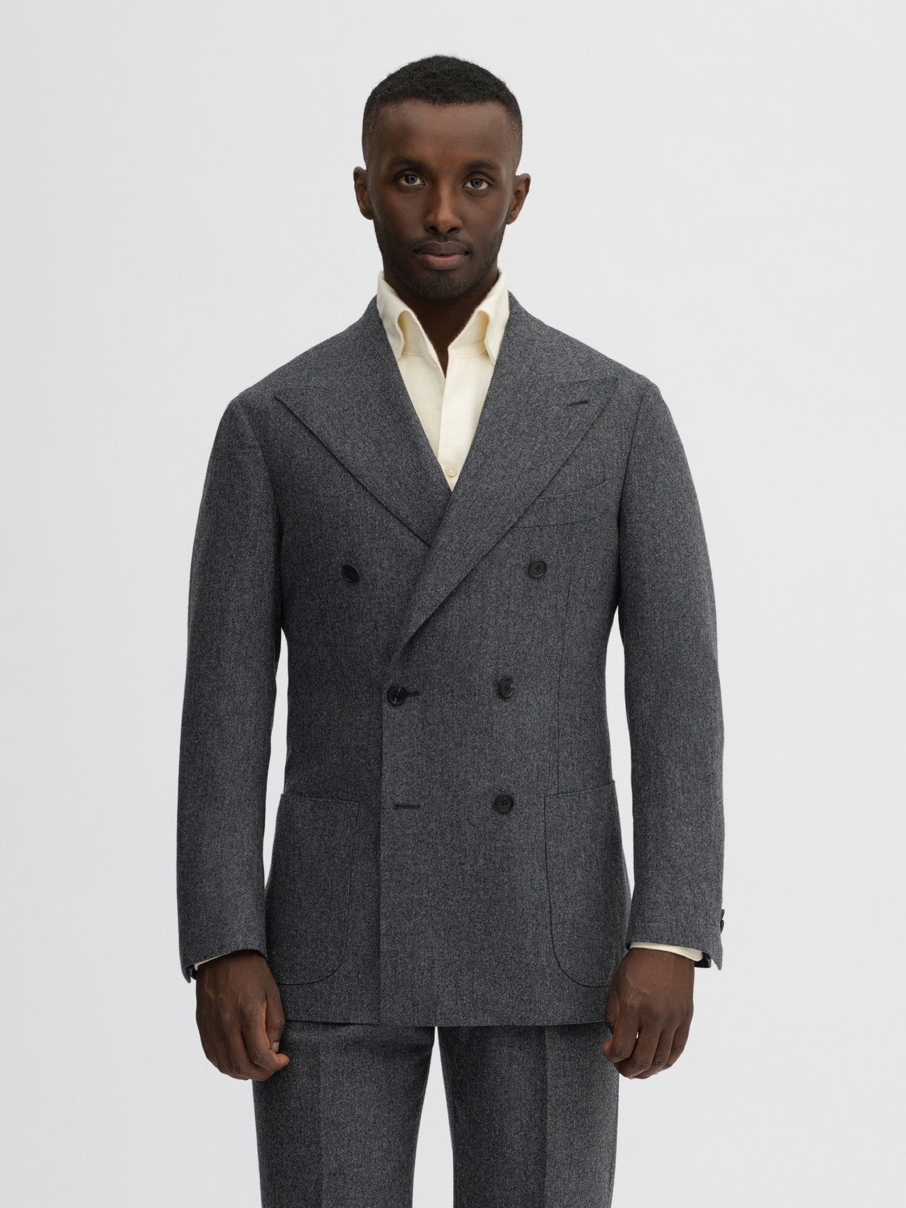 Grey Flannel Wool Suit (DB) - Grand Le Mar