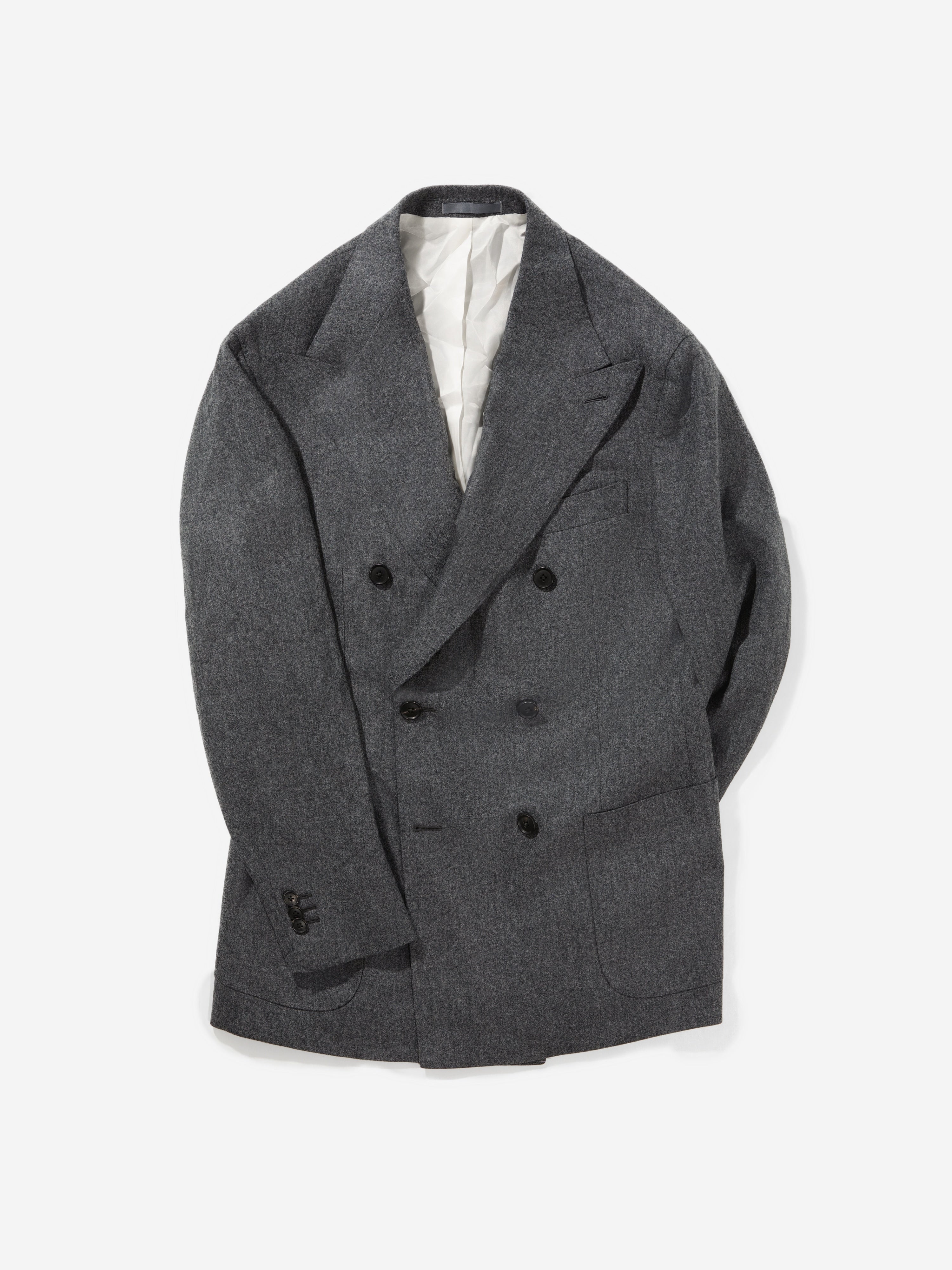 Mid Grey Flannel Wool Jacket (DB) - Grand Le Mar