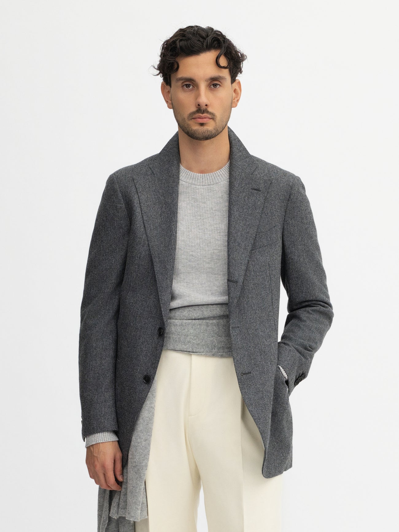 Grey Flannel Wool Jacket - Grand Le Mar