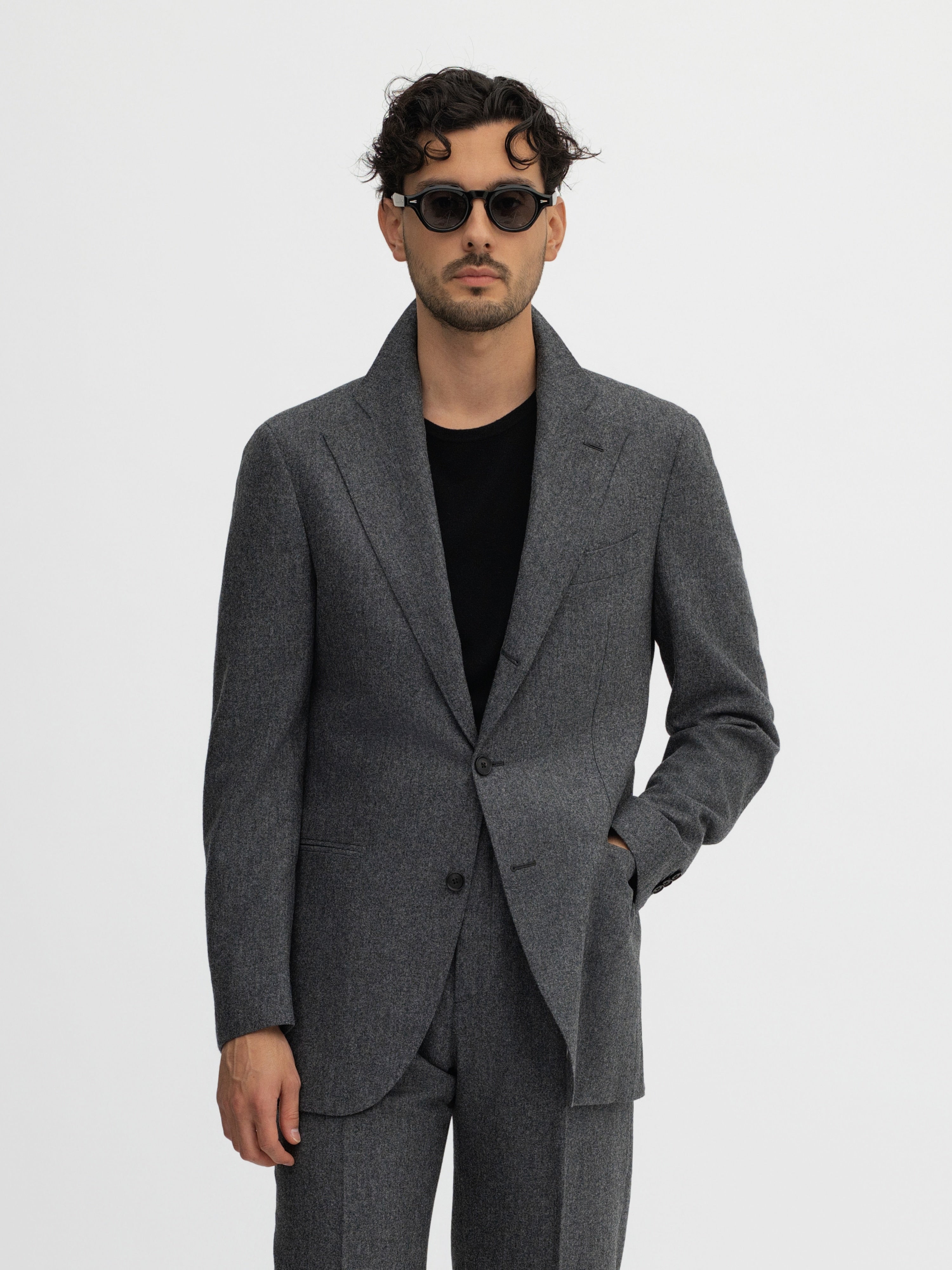 Grey Flannel Wool Suit (SB) - Grand Le Mar