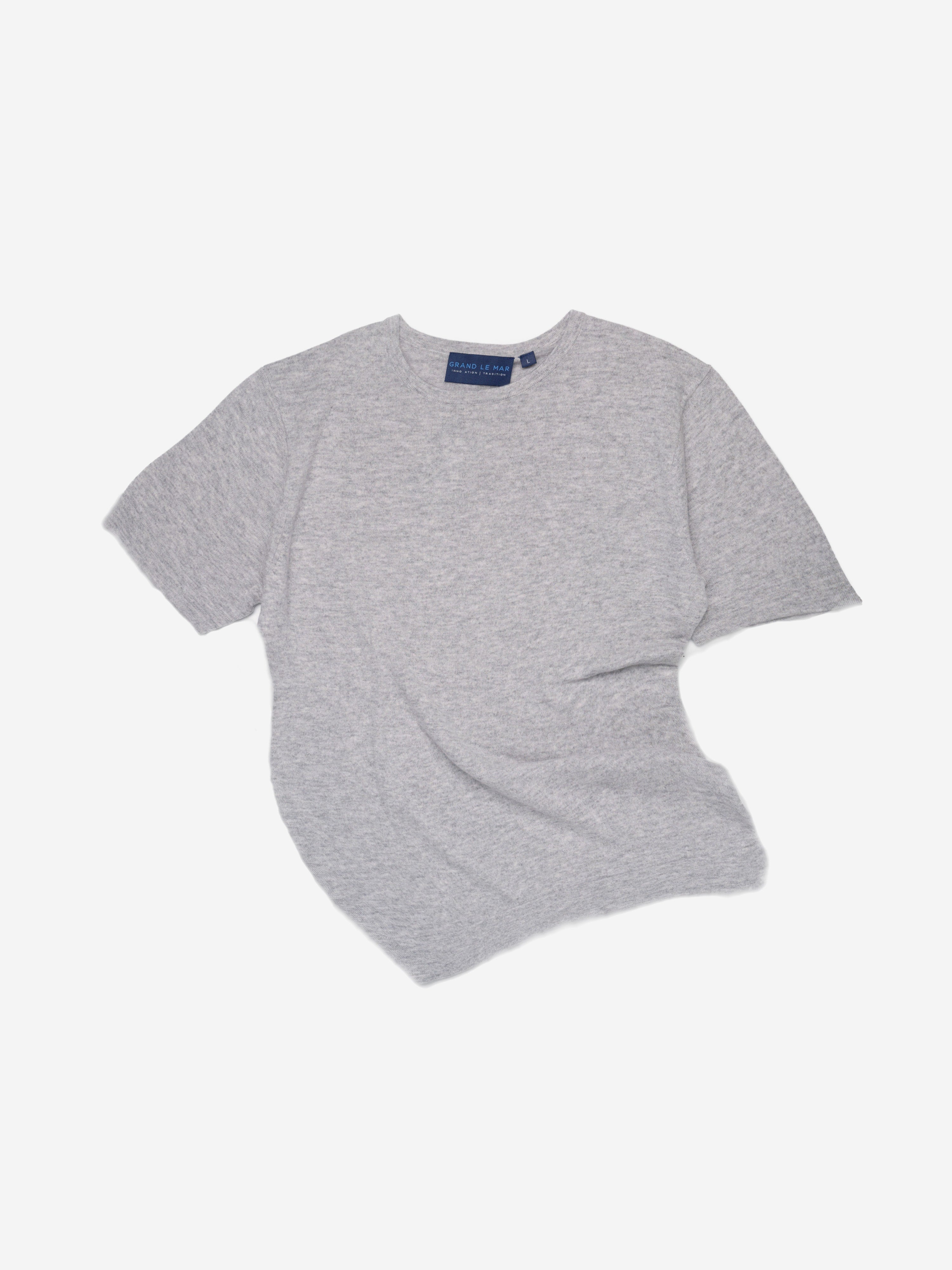 Grey Merino Wool Cashmere T-shirt - Grand Le Mar