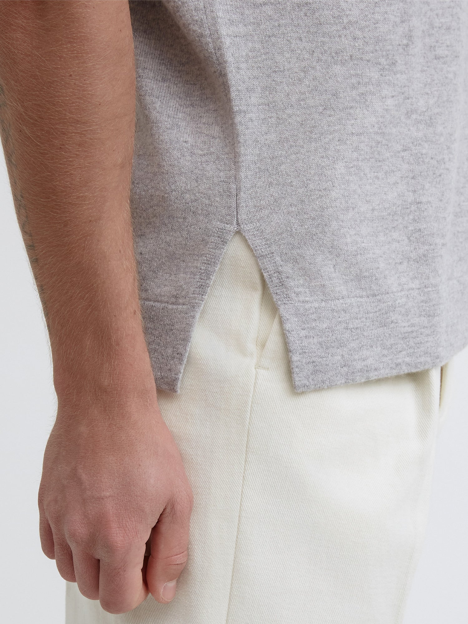 Grey Merino Wool Cashmere T-shirt - Grand Le Mar