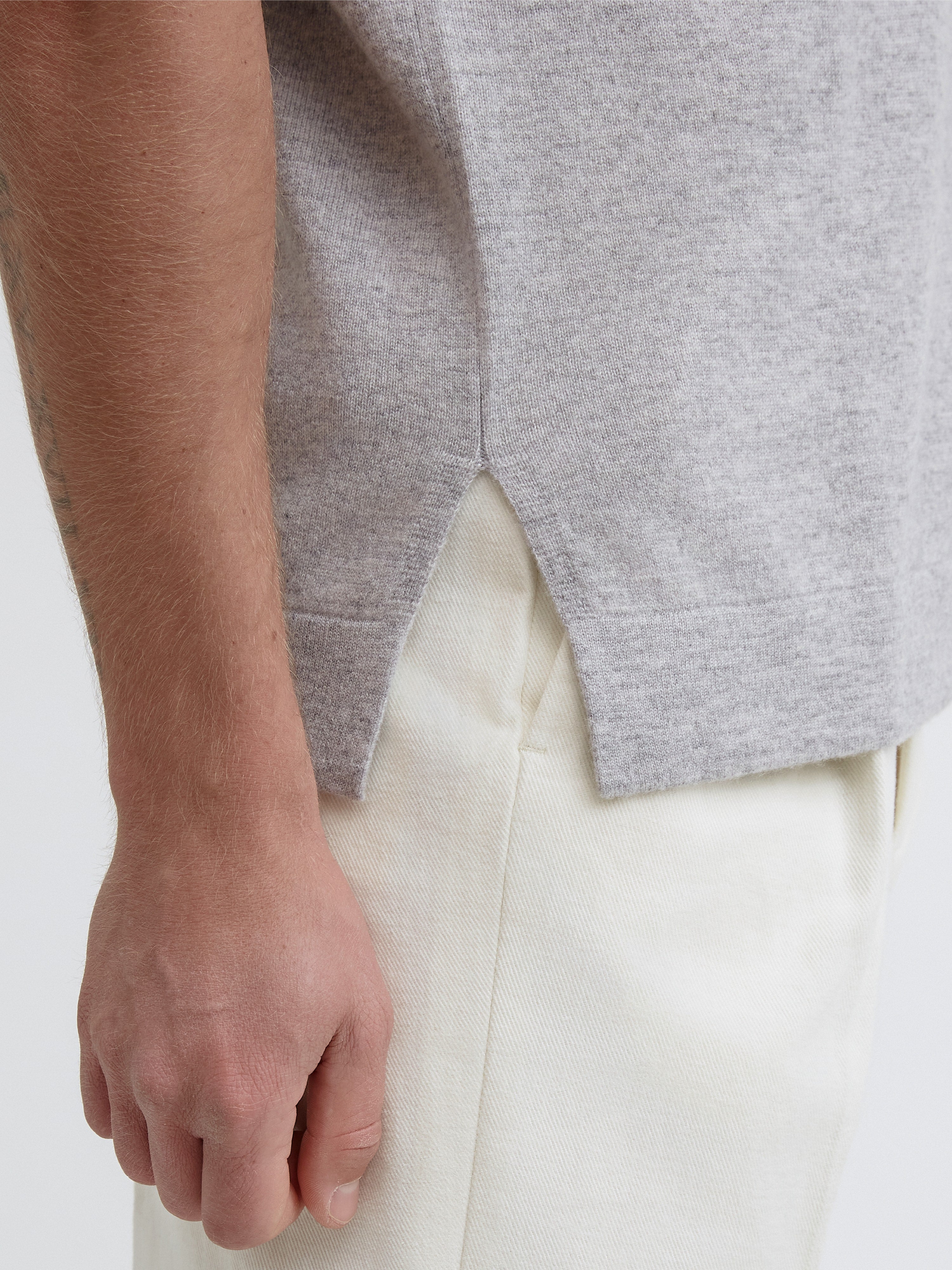 Grey Merino Wool Cashmere T-shirt - Grand Le Mar