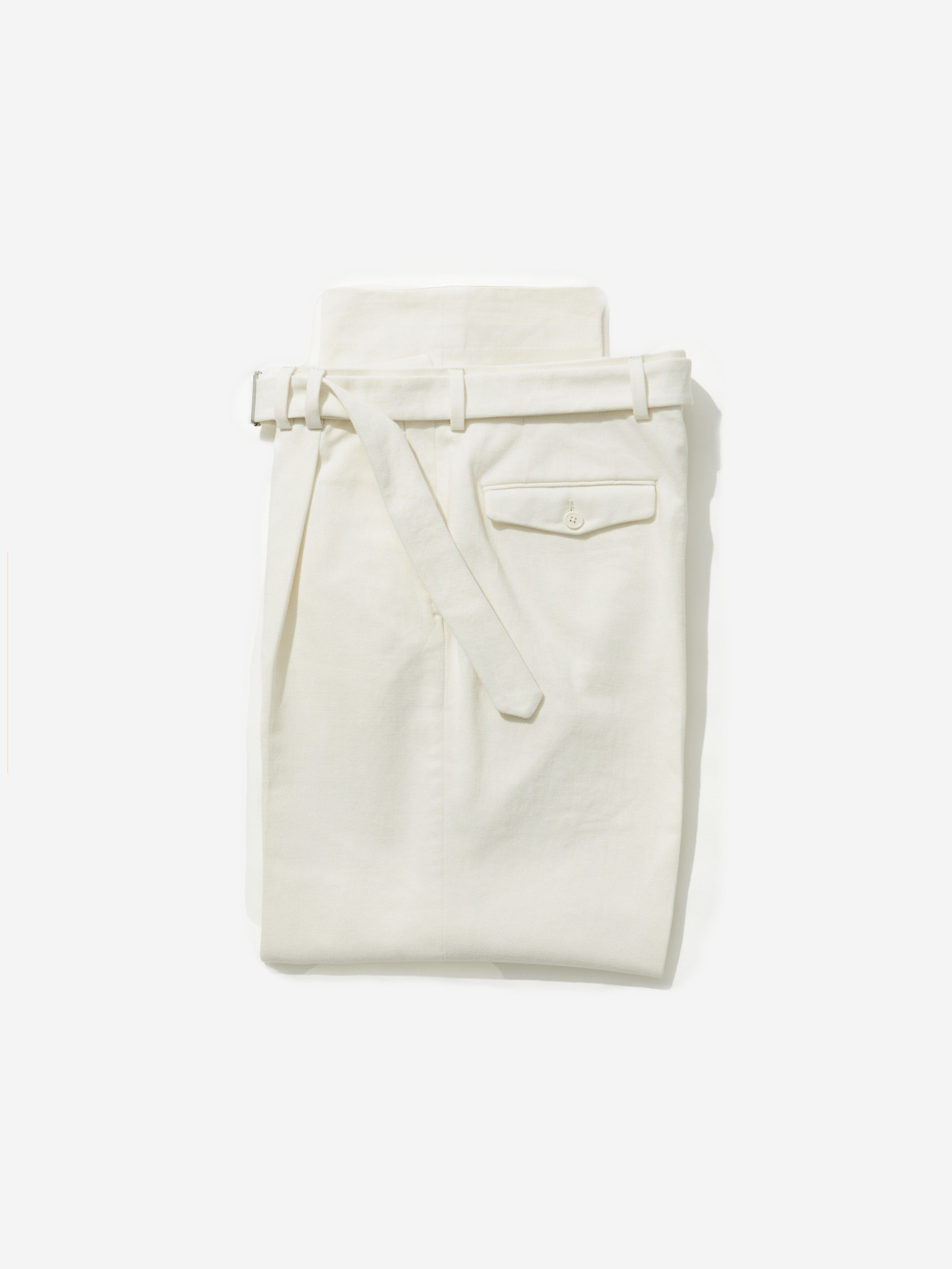 Ivory Cotton Belted Trousers (Wide Fit) - Grand Le Mar