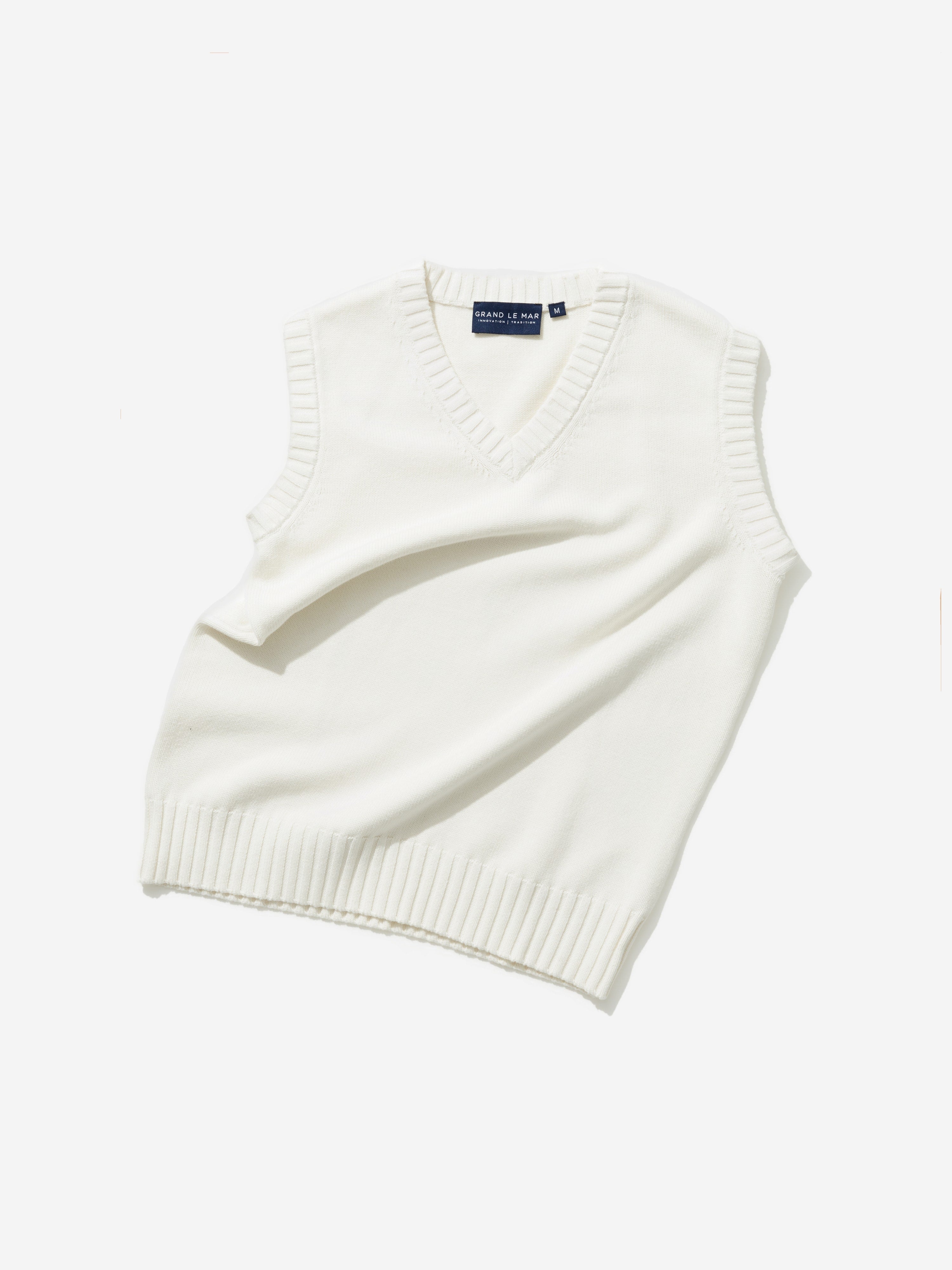 Ivory Cotton Silk V-Neck Vest - Grand Le Mar