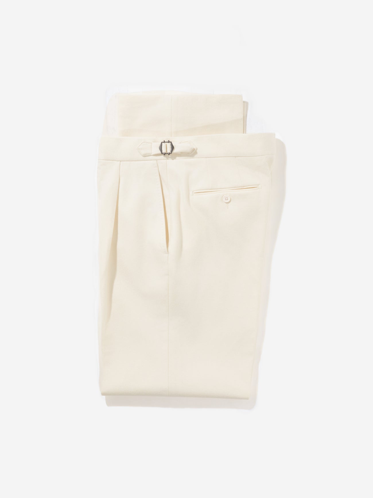 Ivory Flannel Wool Oscar Trousers (Wide Fit) - Grand Le Mar