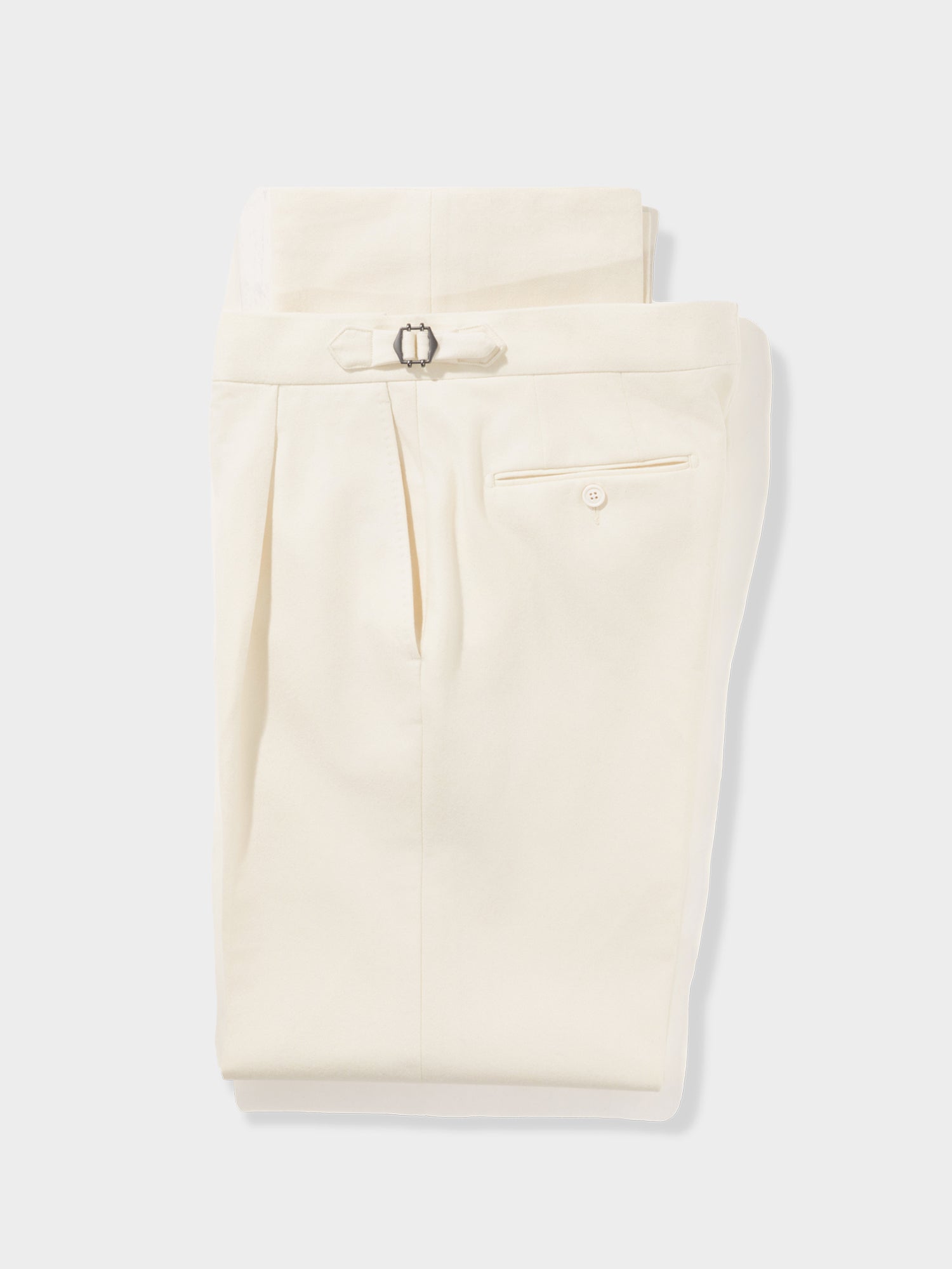 Ivory Flannel Wool Trousers (Wide Fit) - Grand Le Mar