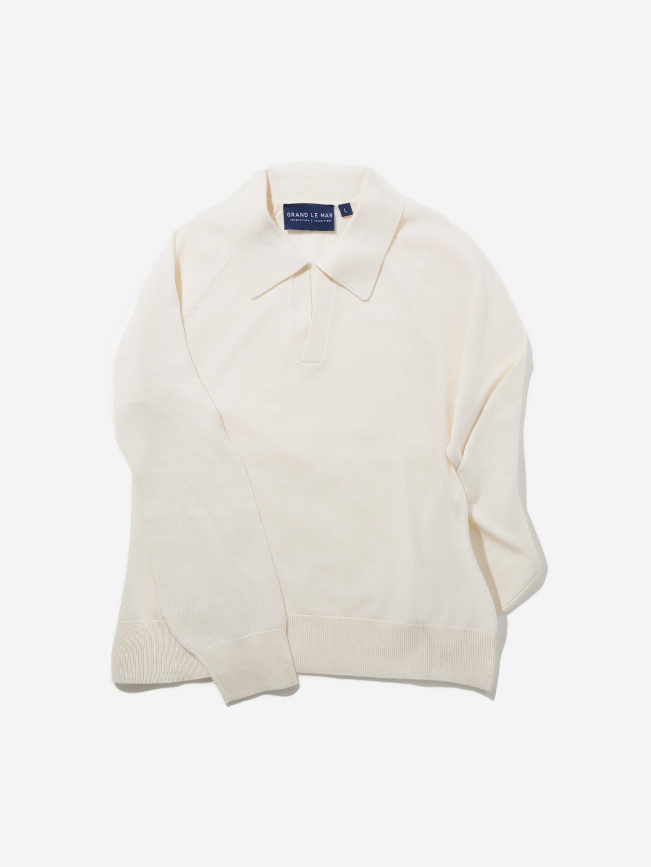 Ivory Merino Wool Cashmere Polo - Grand Le Mar