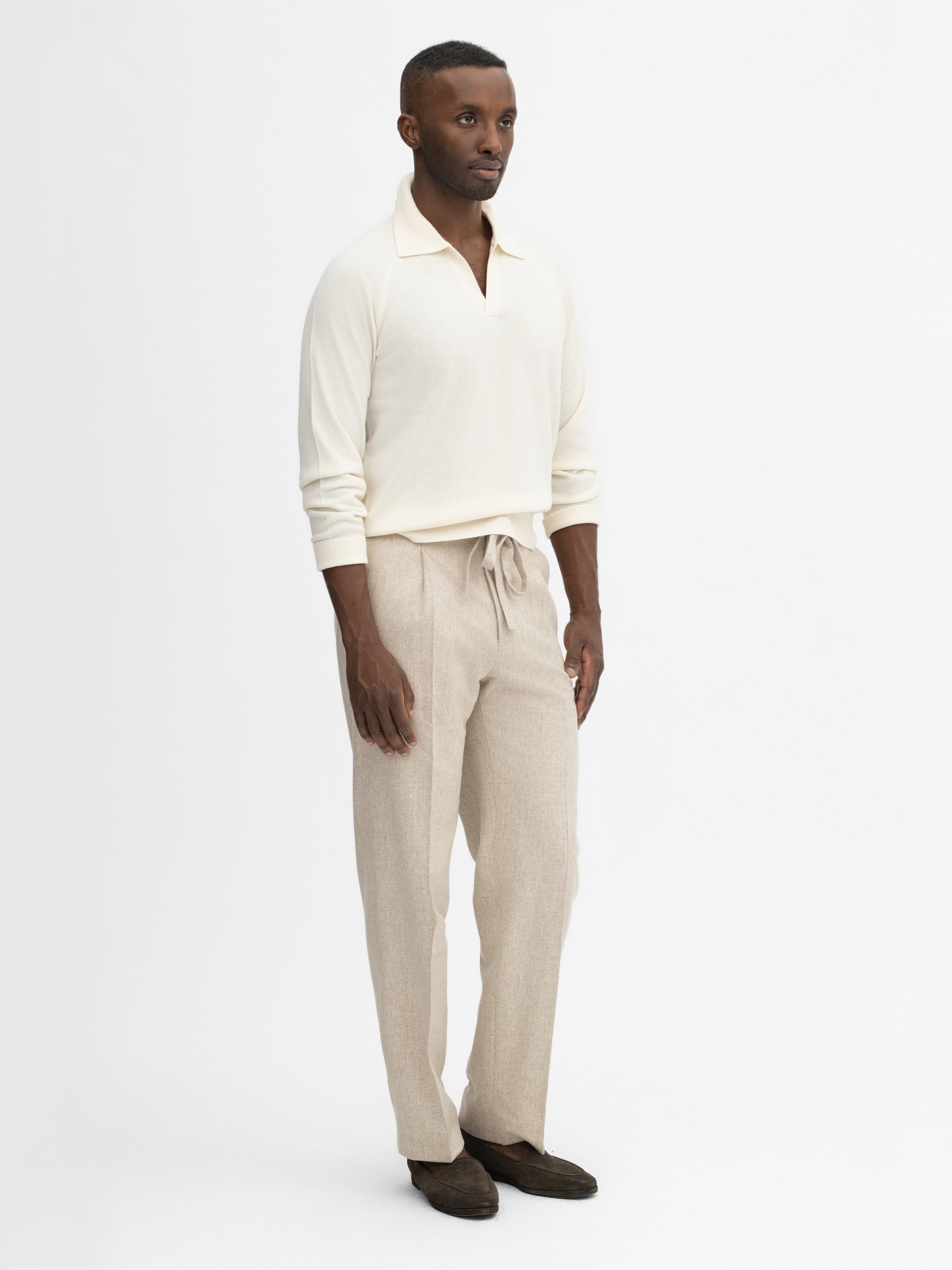 Ivory Merino Wool Cashmere Polo - Grand Le Mar