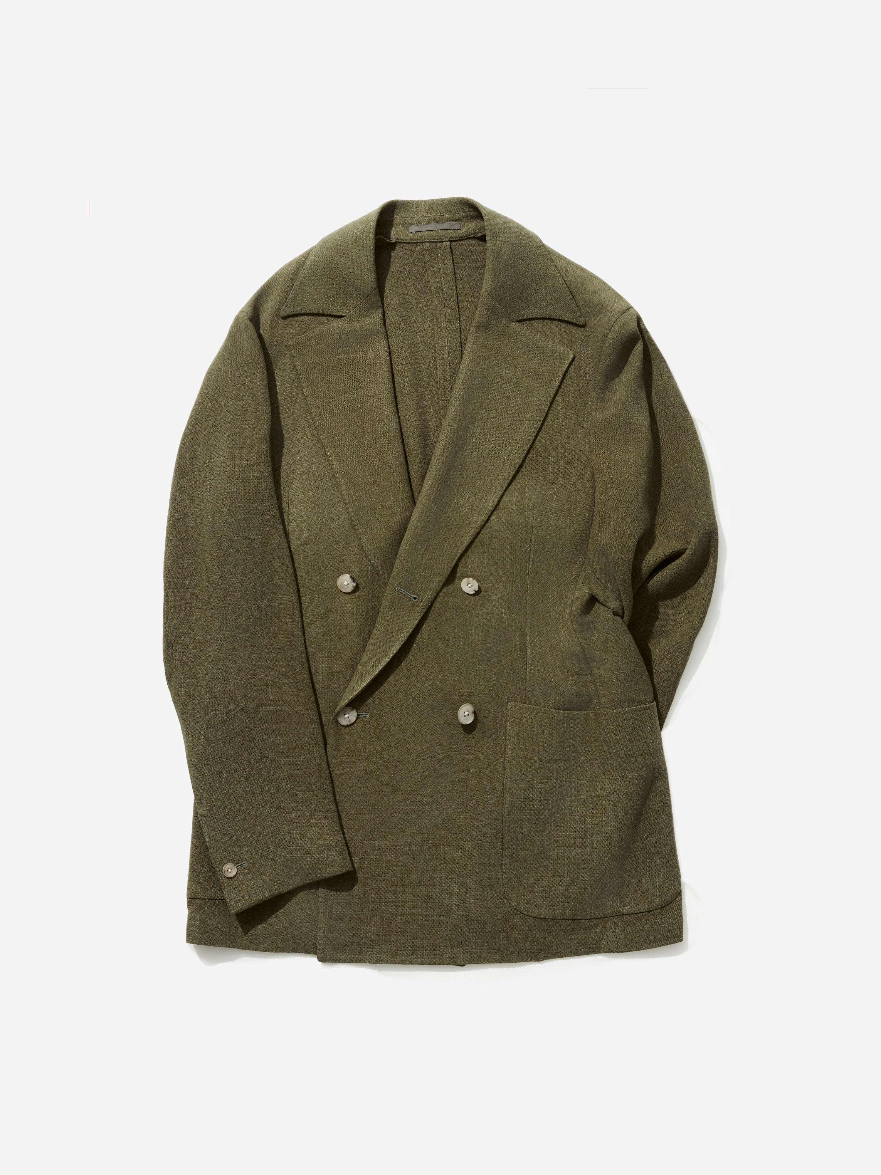 Khaki Stonewashed Linen Jacket - Grand Le Mar