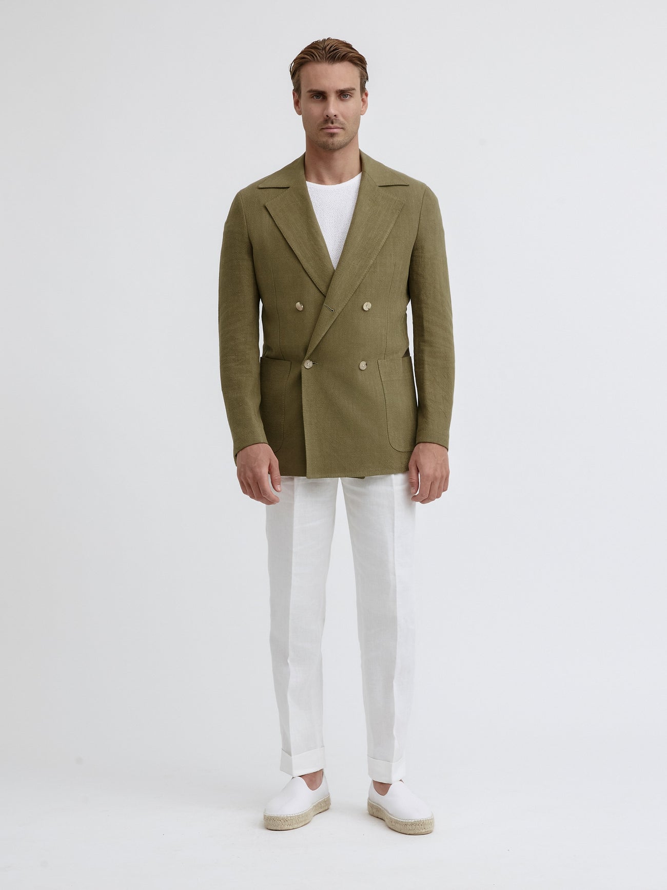 Khaki Stonewashed Linen Jacket - Grand Le Mar