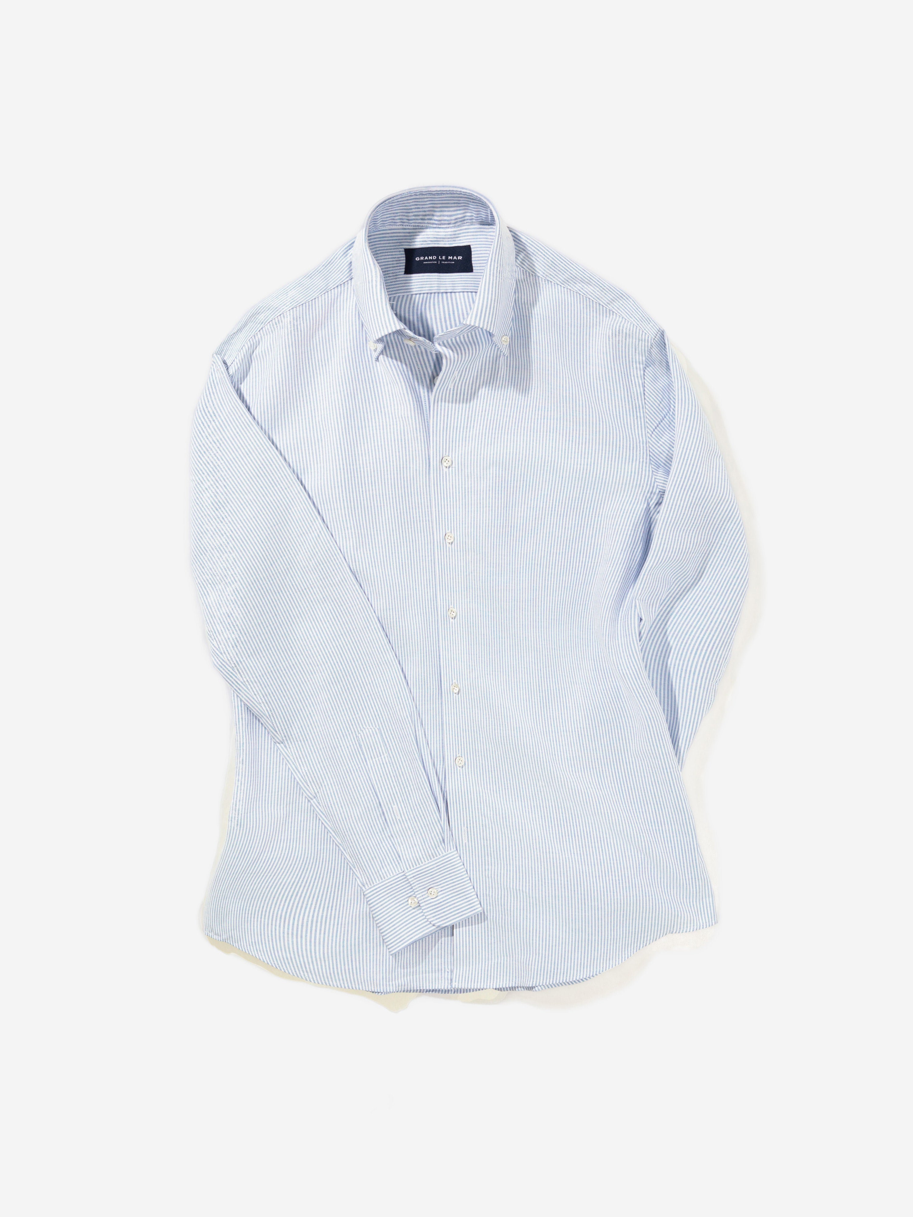 Light Blue Striped Oxford Button-Down Shirt - Grand Le Mar