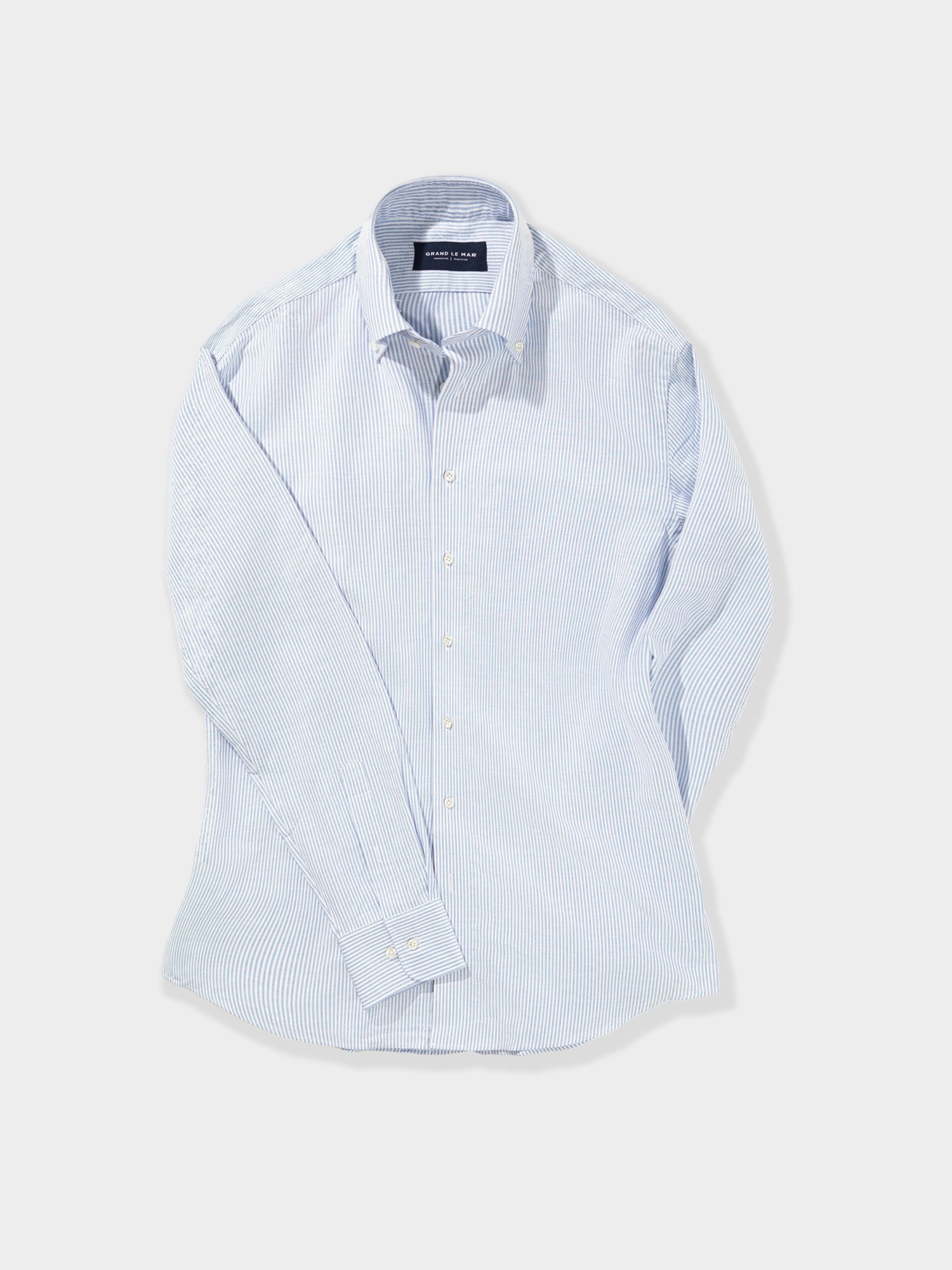 Light Blue Striped Oxford Button-Down Shirt - Grand Le Mar