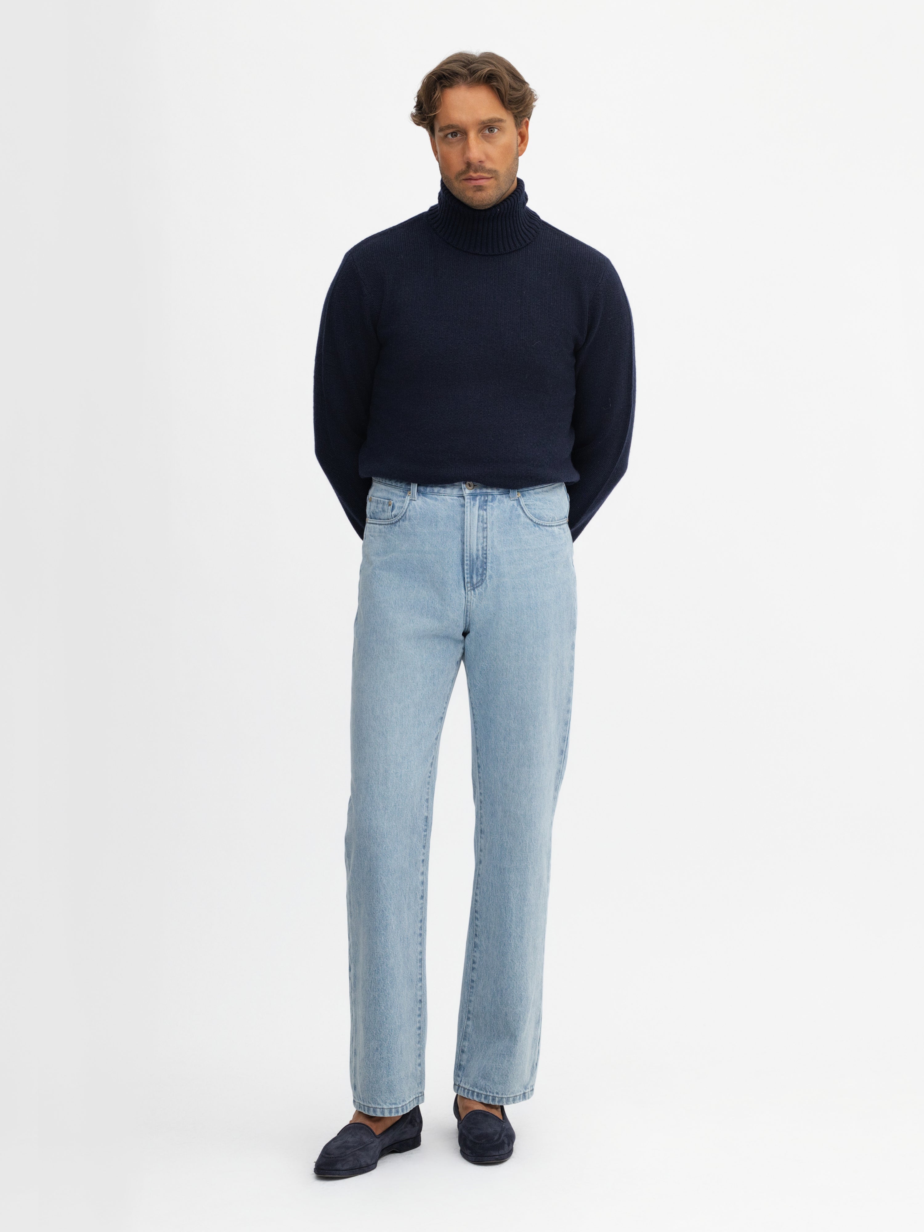 Light Blue Washed Denim Jeans (Pre-order) - Grand Le Mar