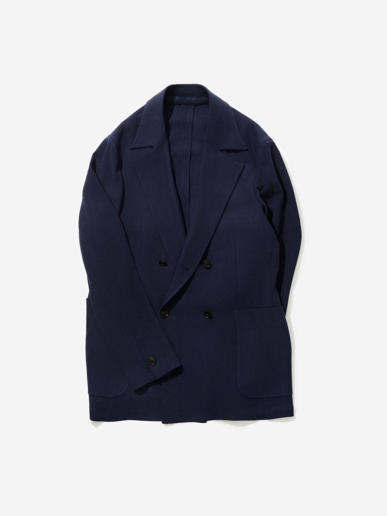 Navy Blue Stonewashed Linen Jacket - Grand Le Mar