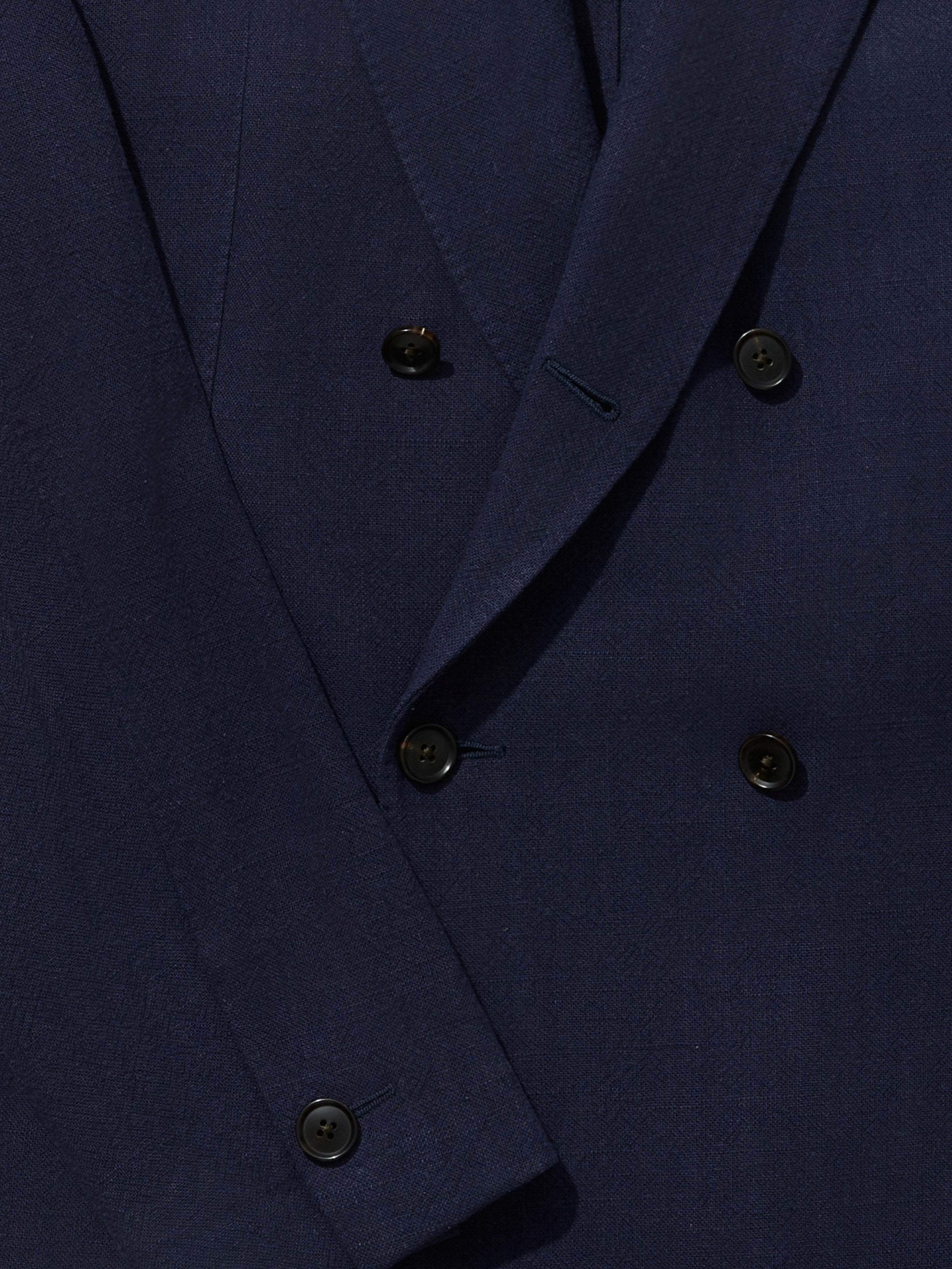 Navy Blue Stonewashed Linen Jacket - Grand Le Mar