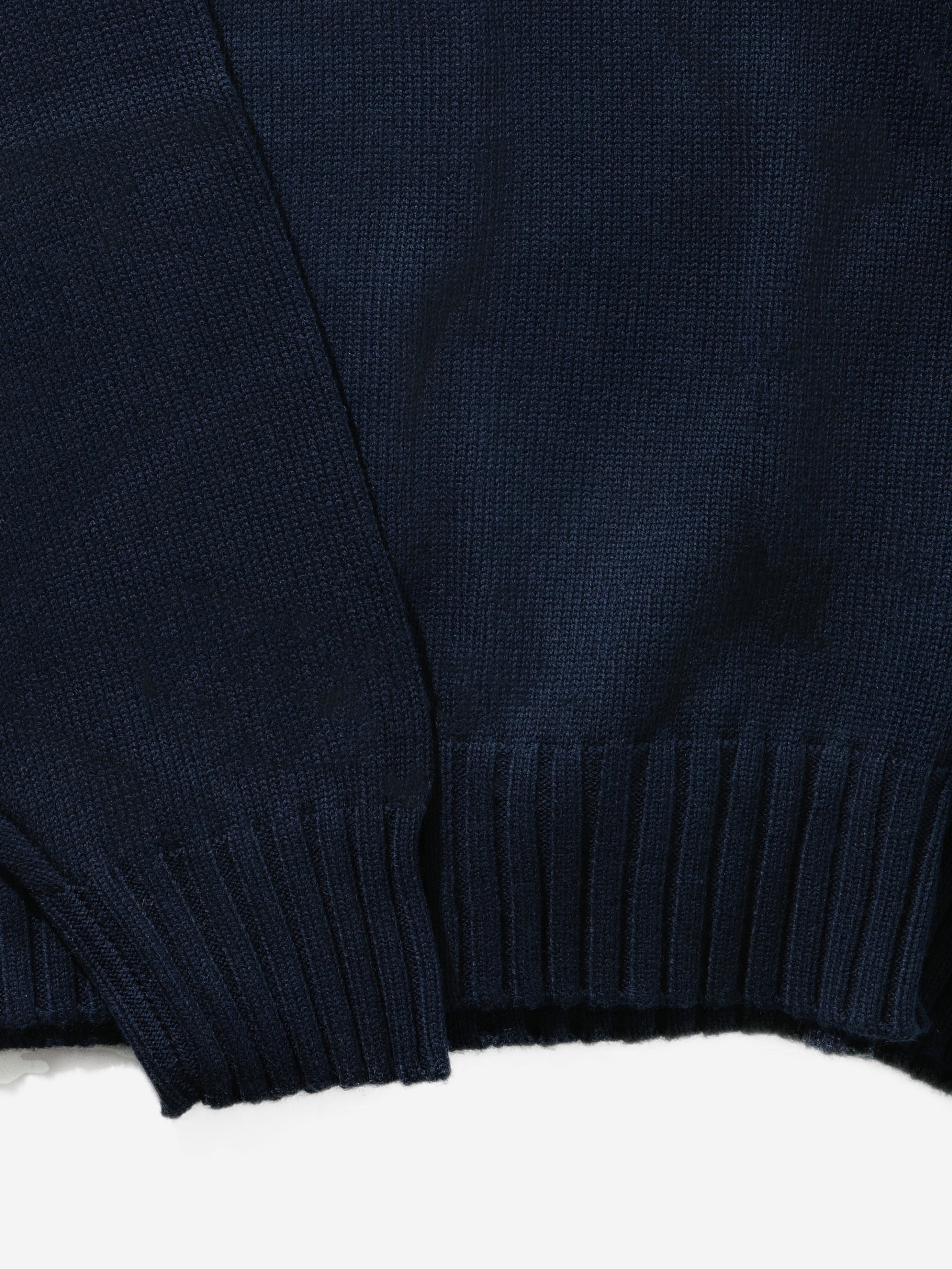 Navy Cotton Silk V-Neck Jersey - Grand Le Mar