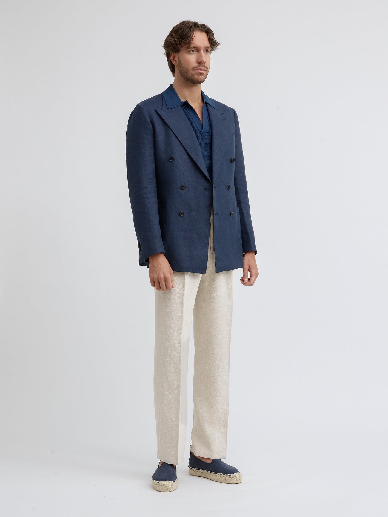 Navy Blue Linen Jacket - Grand Le Mar