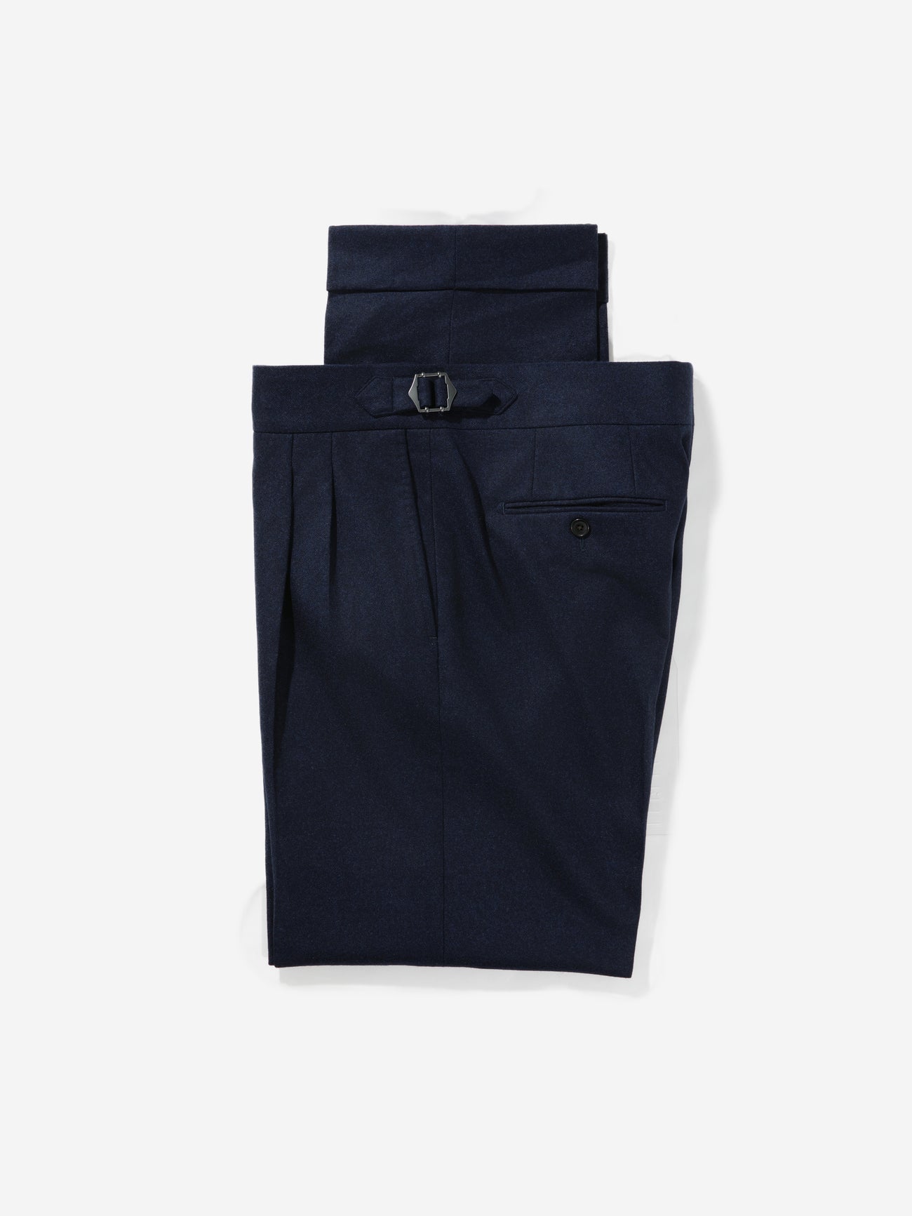 Navy Flannel Wool Gurkha Trousers - Grand Le Mar