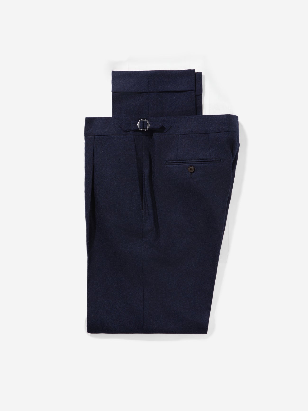 Navy Flannel Wool Oscar Trousers (Tapered Fit) - Grand Le Mar