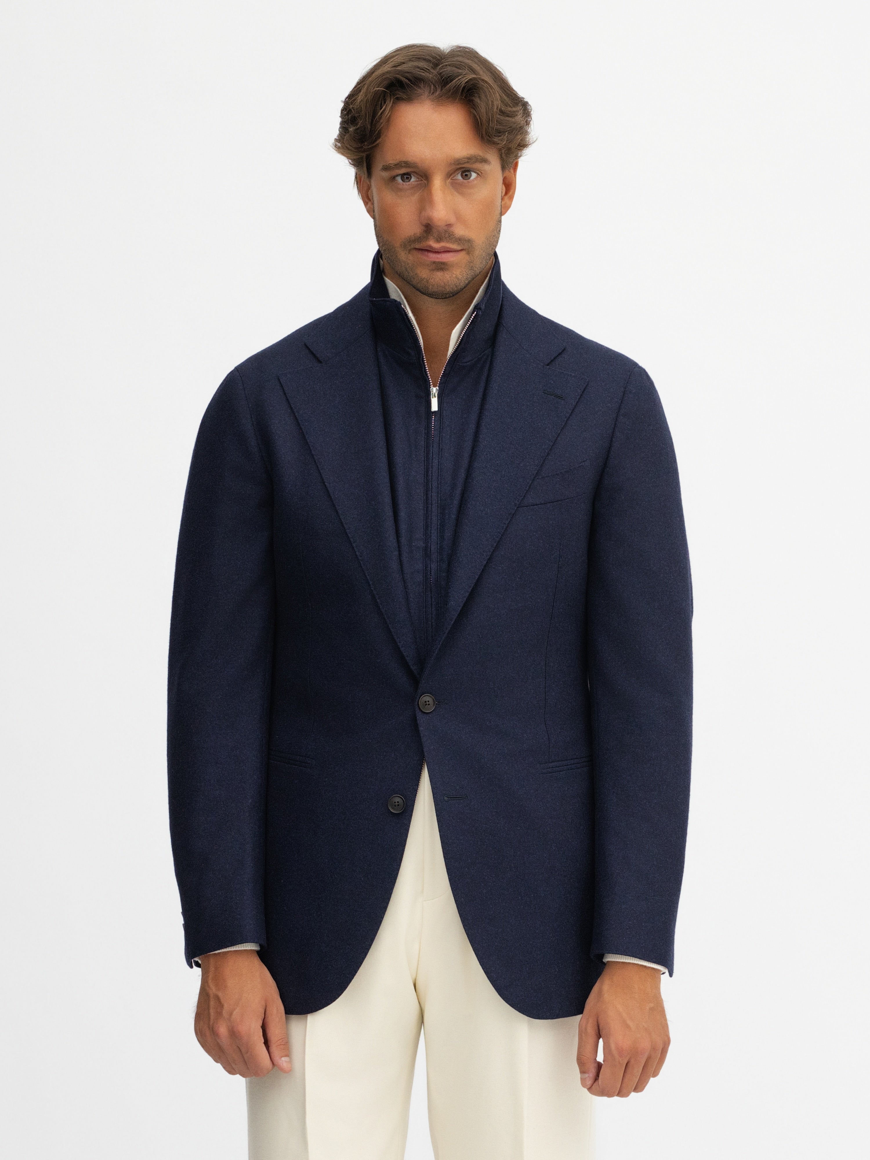 Navy Flannel Wool Jacket (SB) - Grand Le Mar