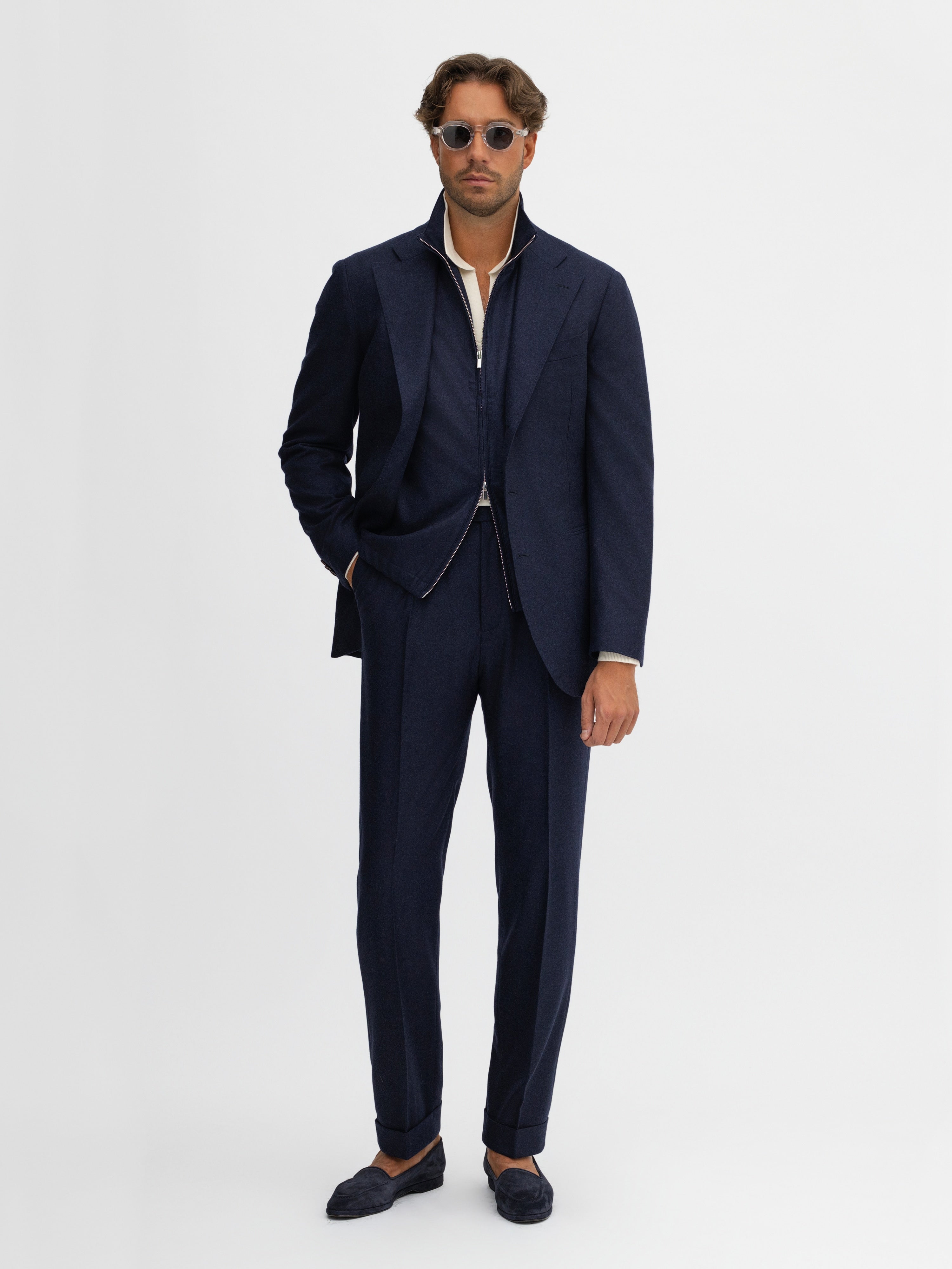 Navy Flannel Wool Suit (SB) - Grand Le Mar