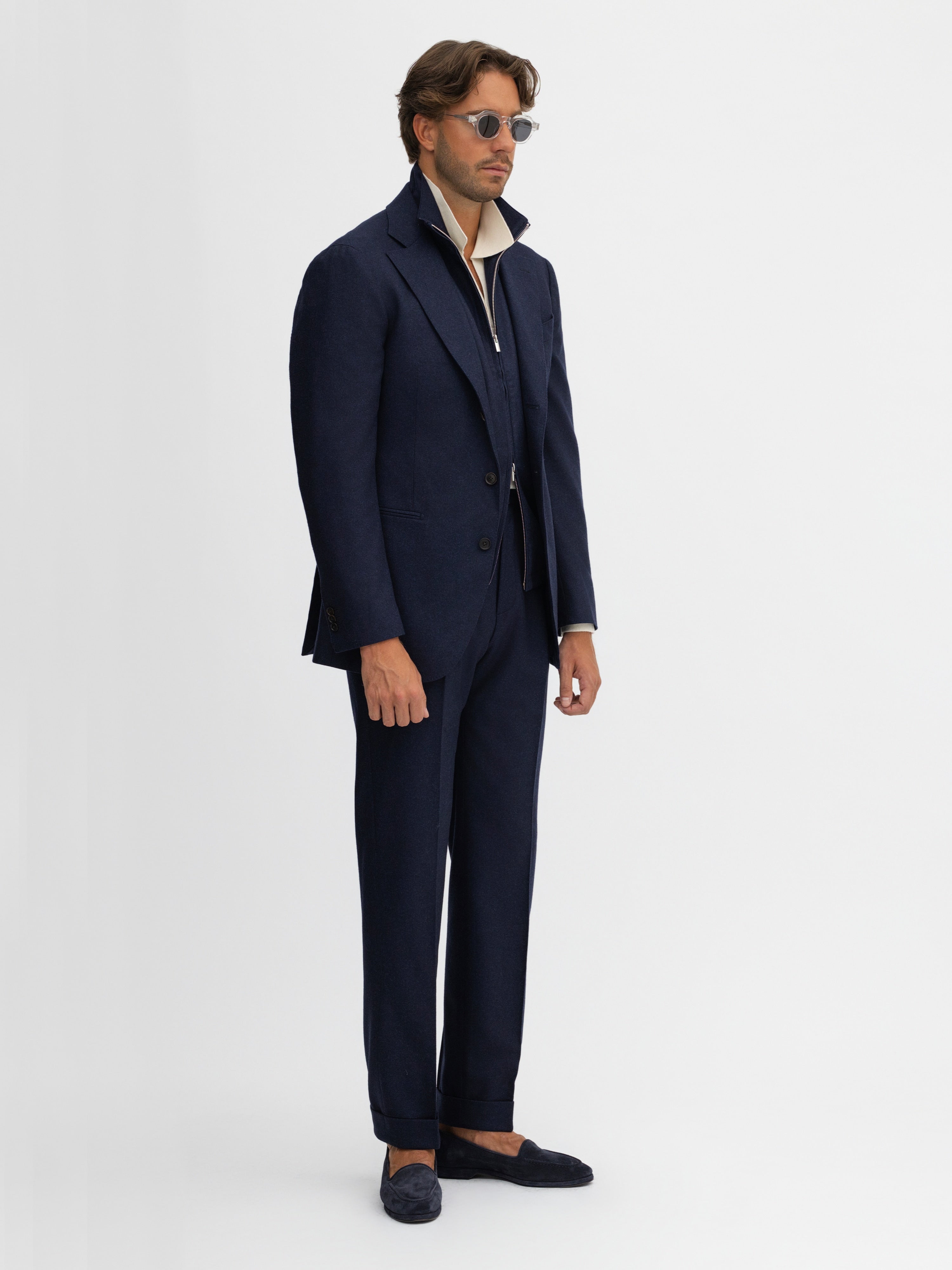 Navy Flannel Wool Suit (SB) - Grand Le Mar