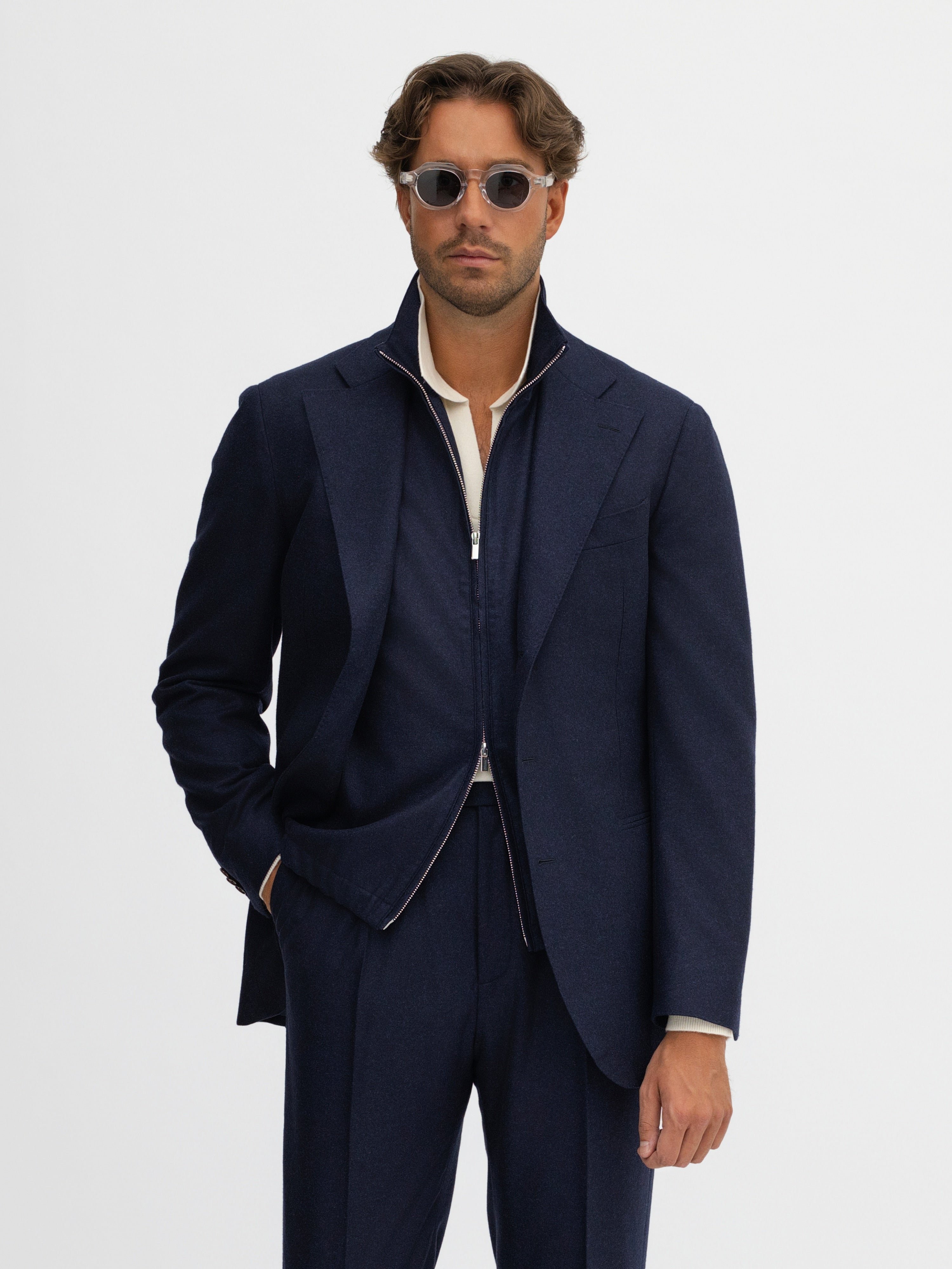 Navy Flannel Wool Suit (SB) - Grand Le Mar