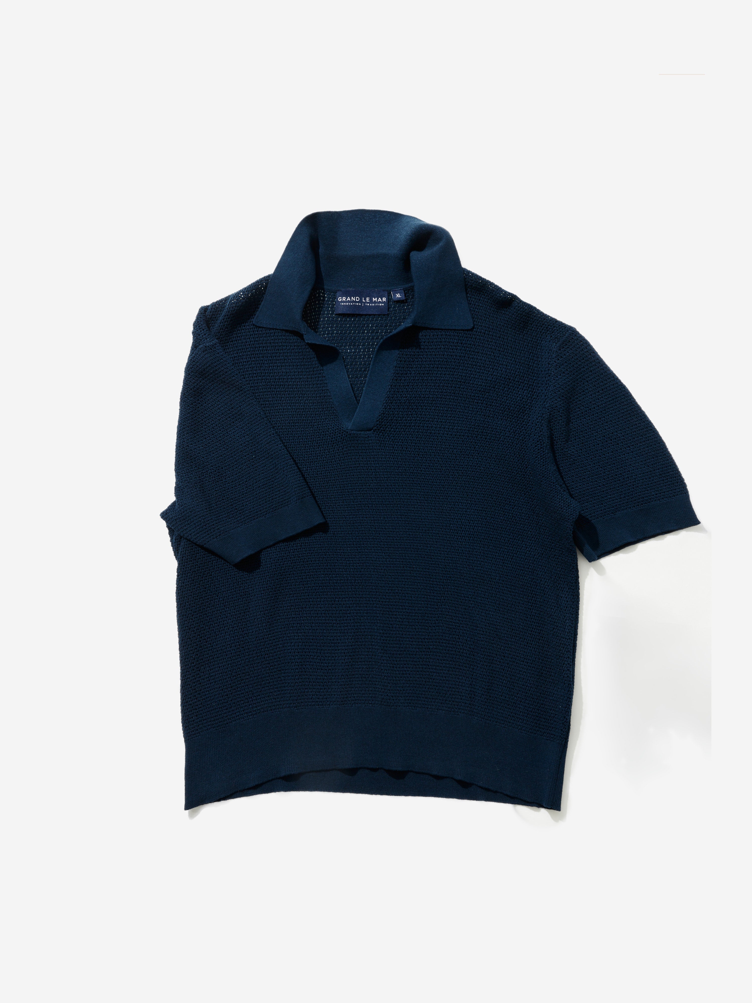 Navy Knitted Short Sleeve Jersey - Grand Le Mar
