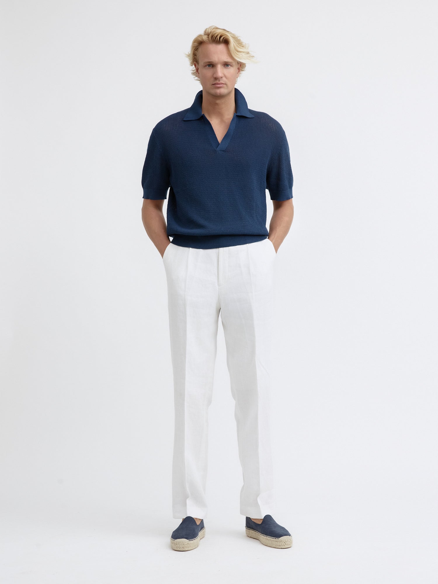 Navy Knitted Short Sleeve Jersey - Grand Le Mar
