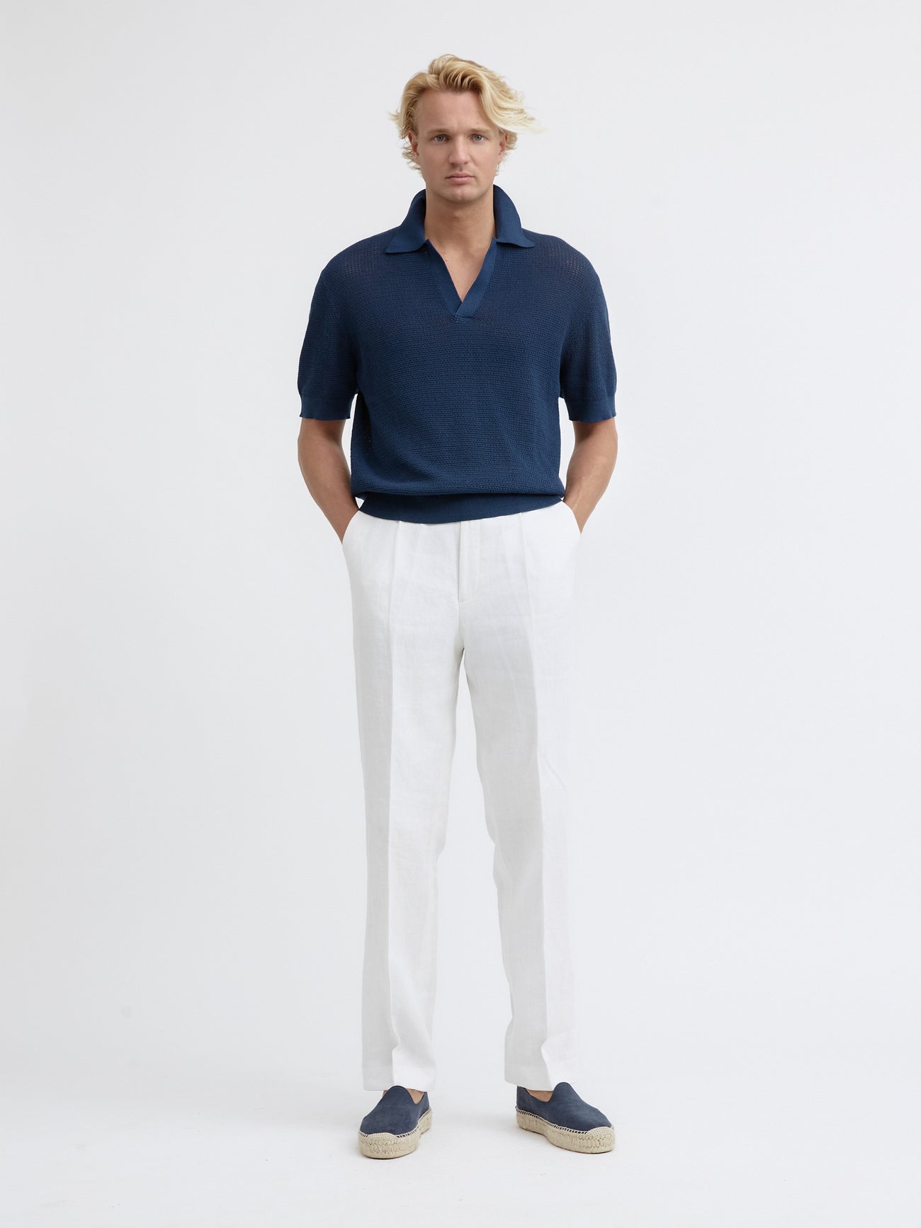 Navy Knitted Short Sleeve Jersey - Grand Le Mar