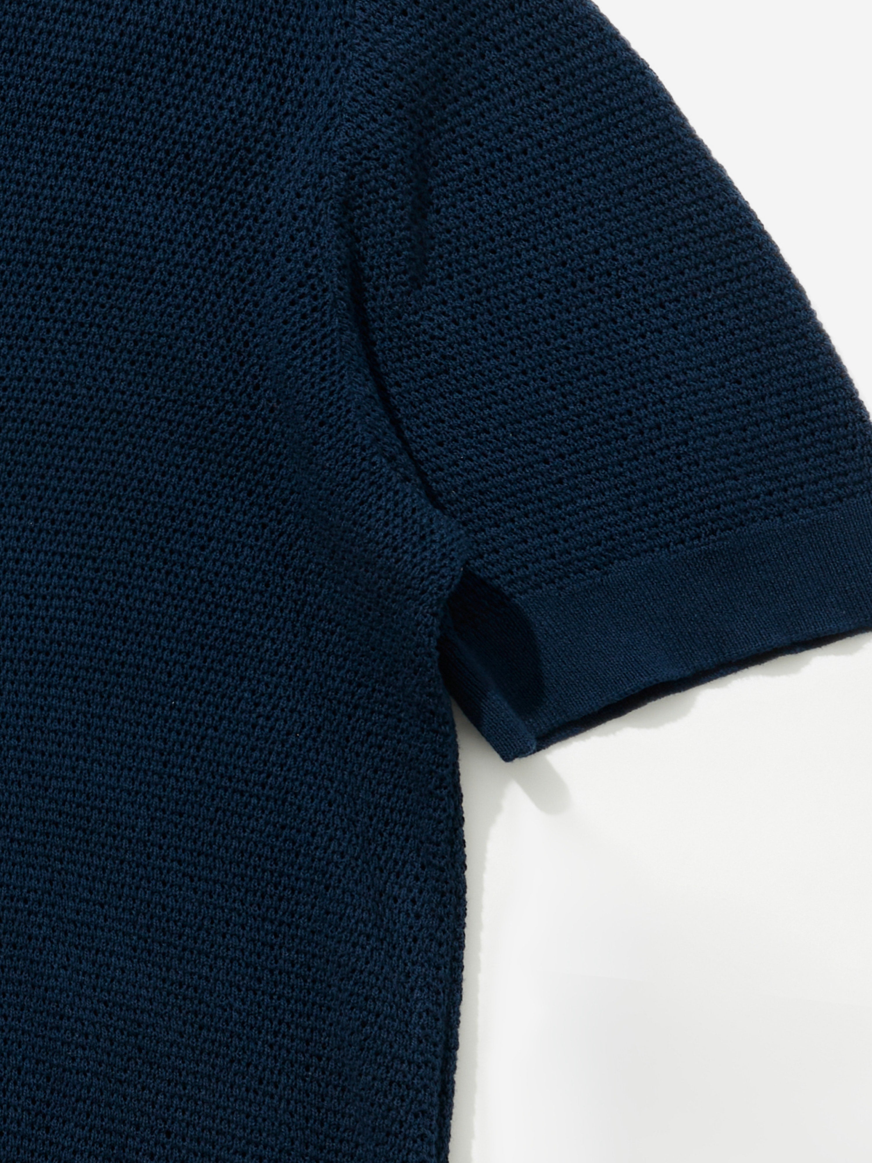 Navy Knitted Short Sleeve Jersey - Grand Le Mar