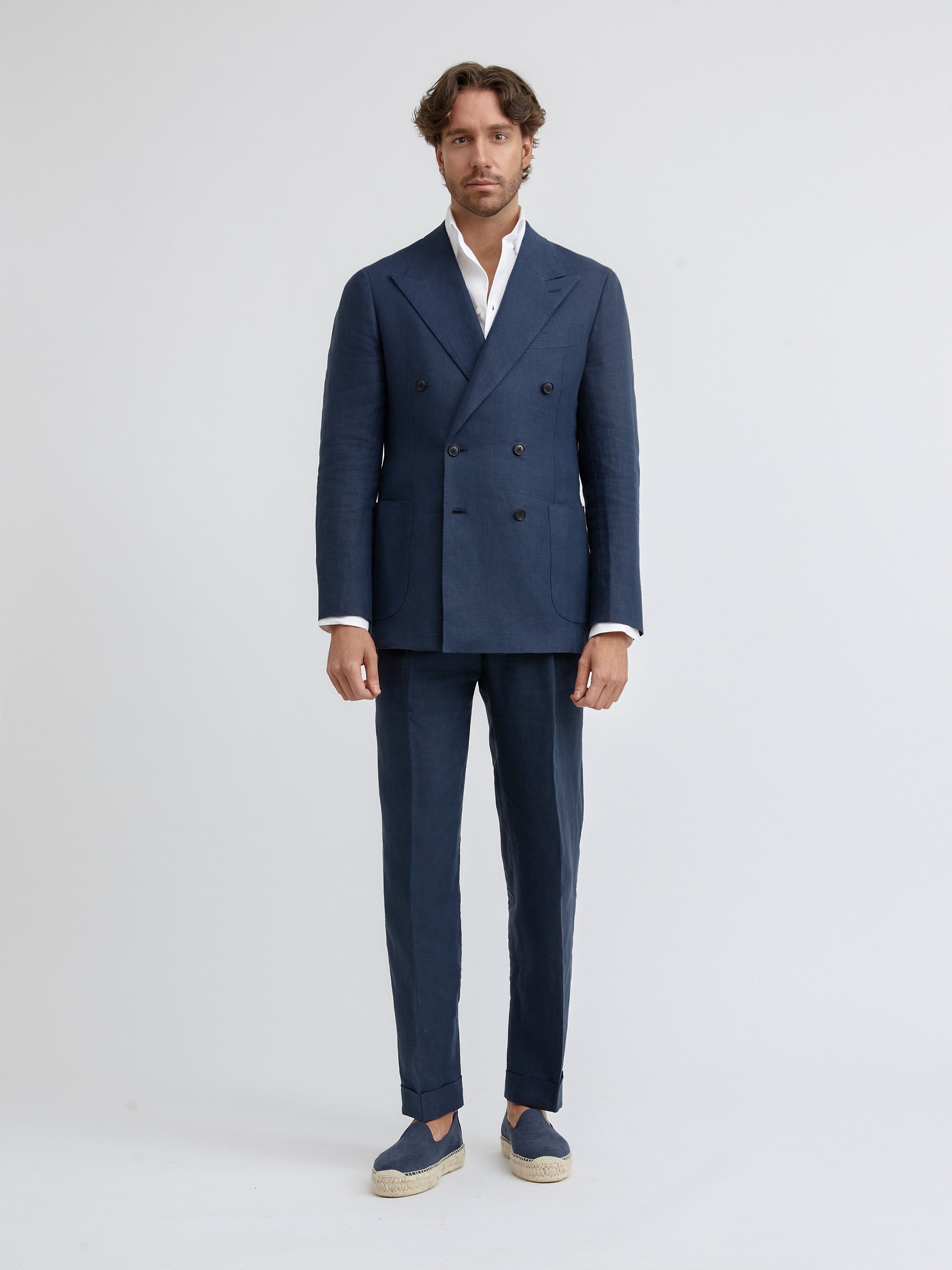 Navy Blue Linen Suit - Grand Le Mar