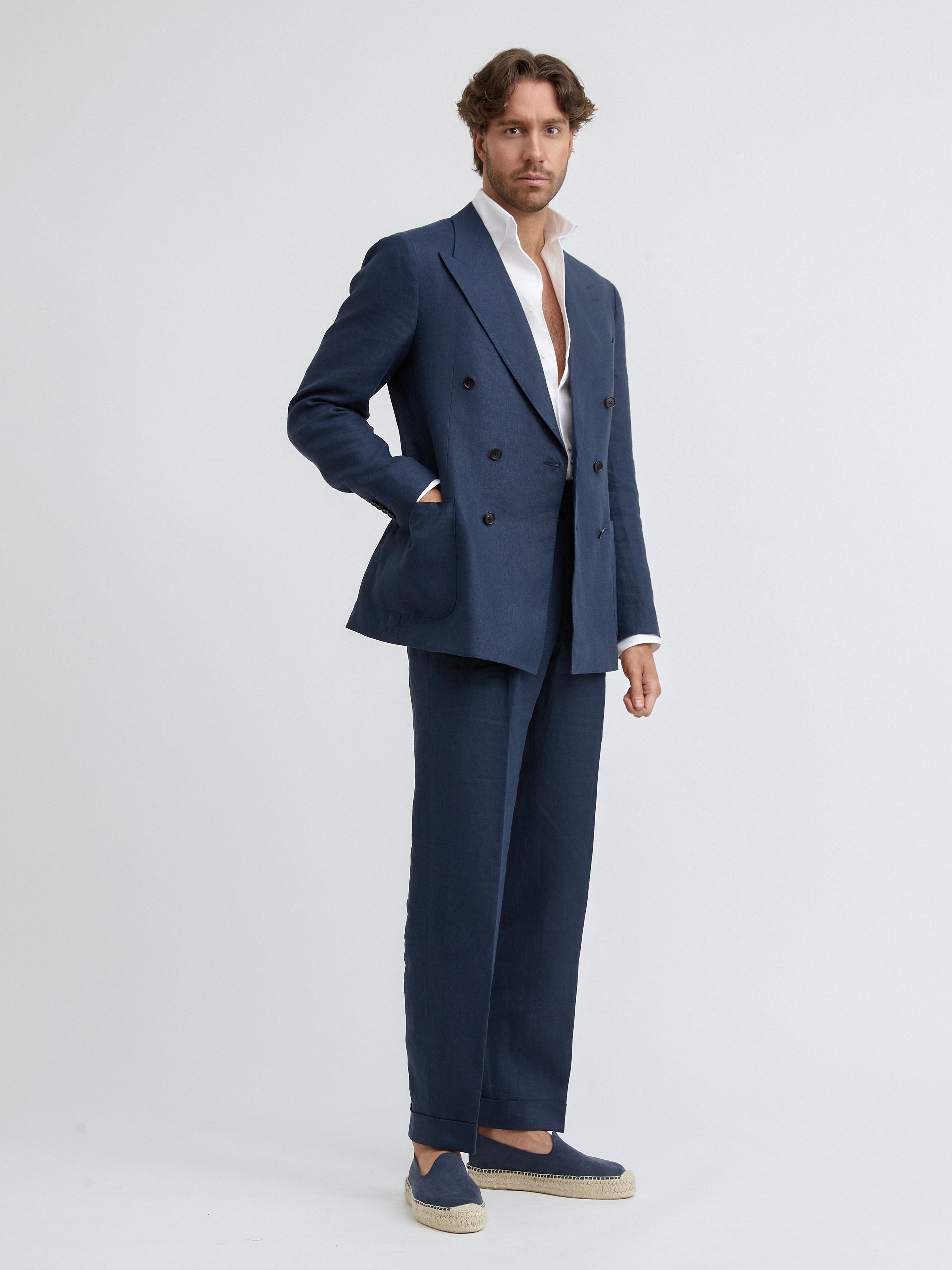 Navy Blue Linen Suit - Grand Le Mar