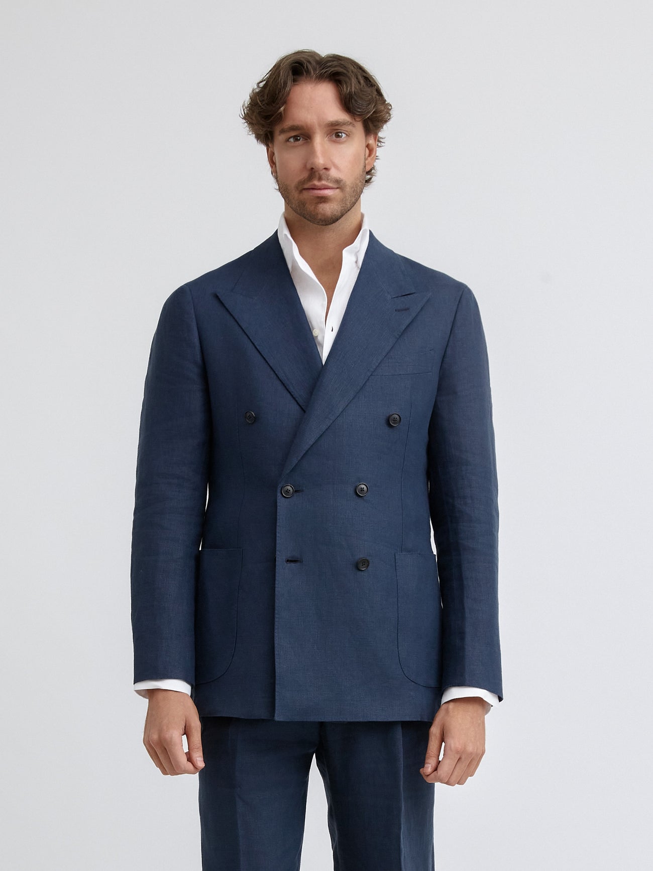 Navy Blue Linen Suit - Grand Le Mar