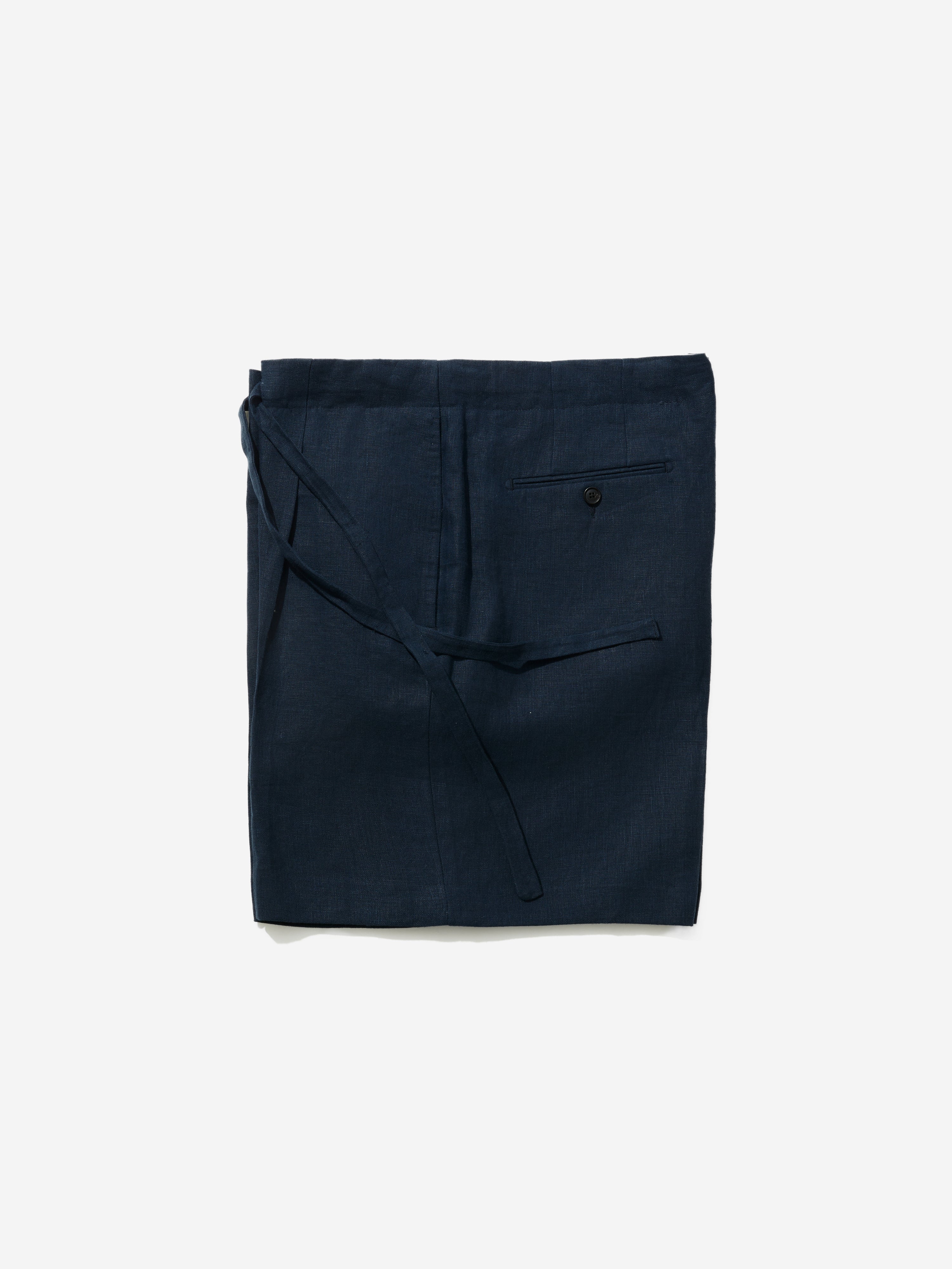 Navy Linen Drawstring Shorts (Wide Fit) - Grand Le Mar