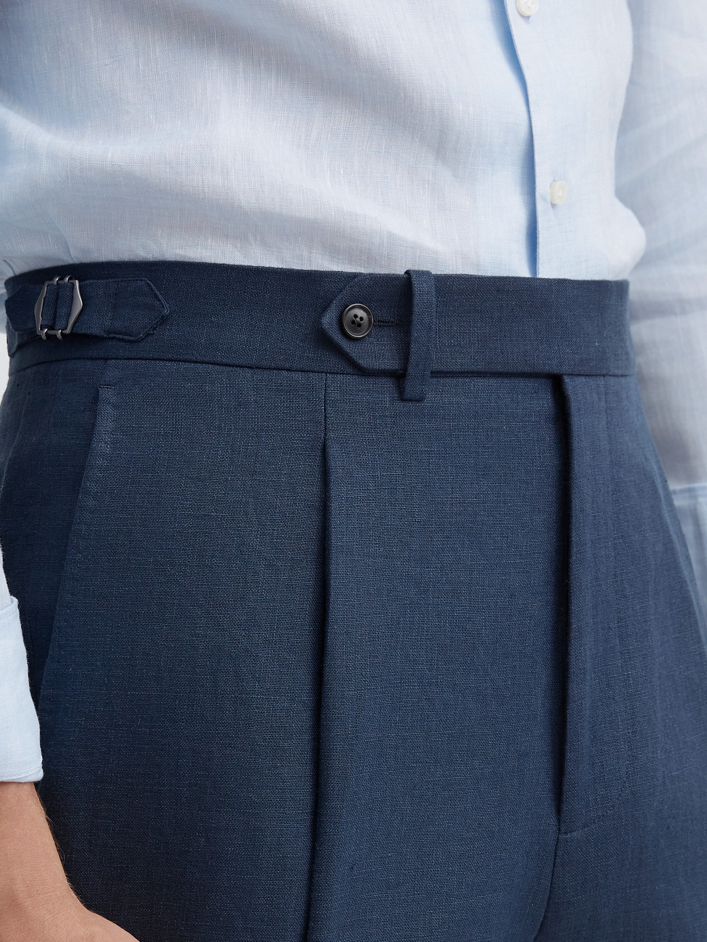 Navy Linen Oscar Trousers - Grand Le Mar