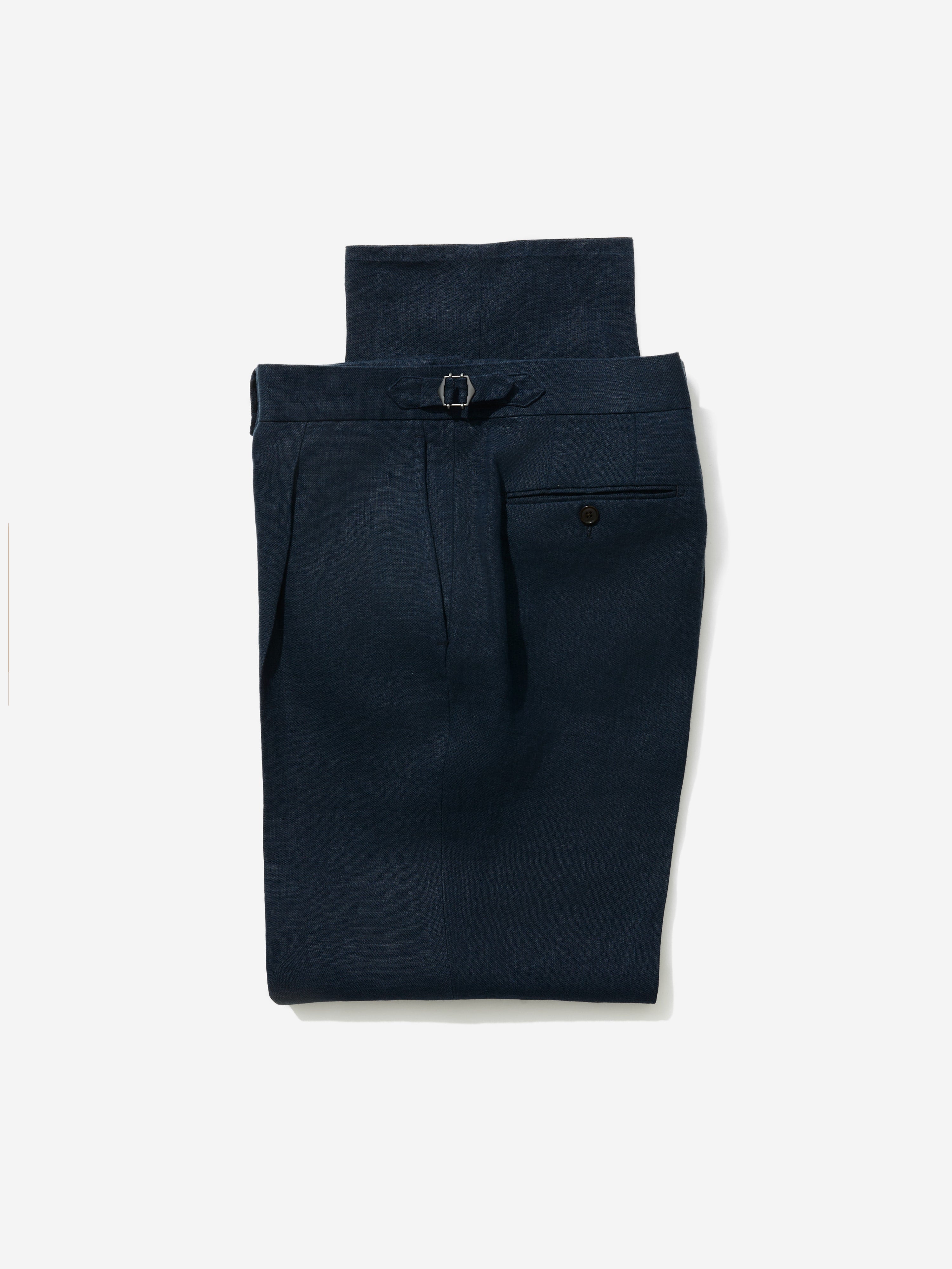 Navy Linen Oscar Trousers (Wide Fit) - Grand Le Mar