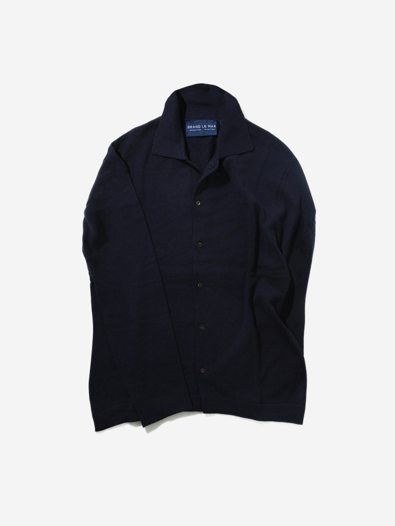 Navy Merino Wool Cashmere Cardigan - Grand Le Mar