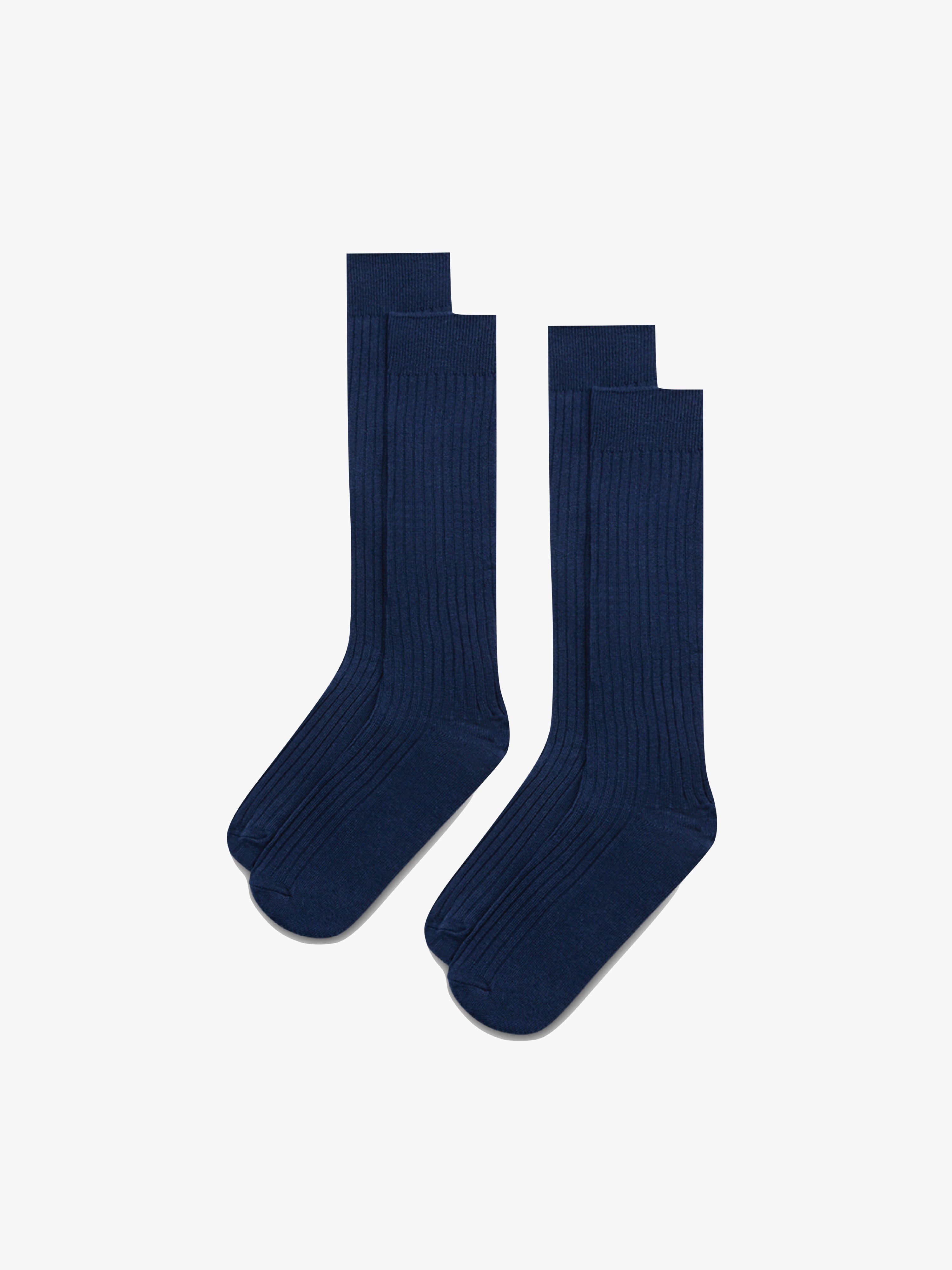 Navy Ribbed Socks (2-pack) - Grand Le Mar