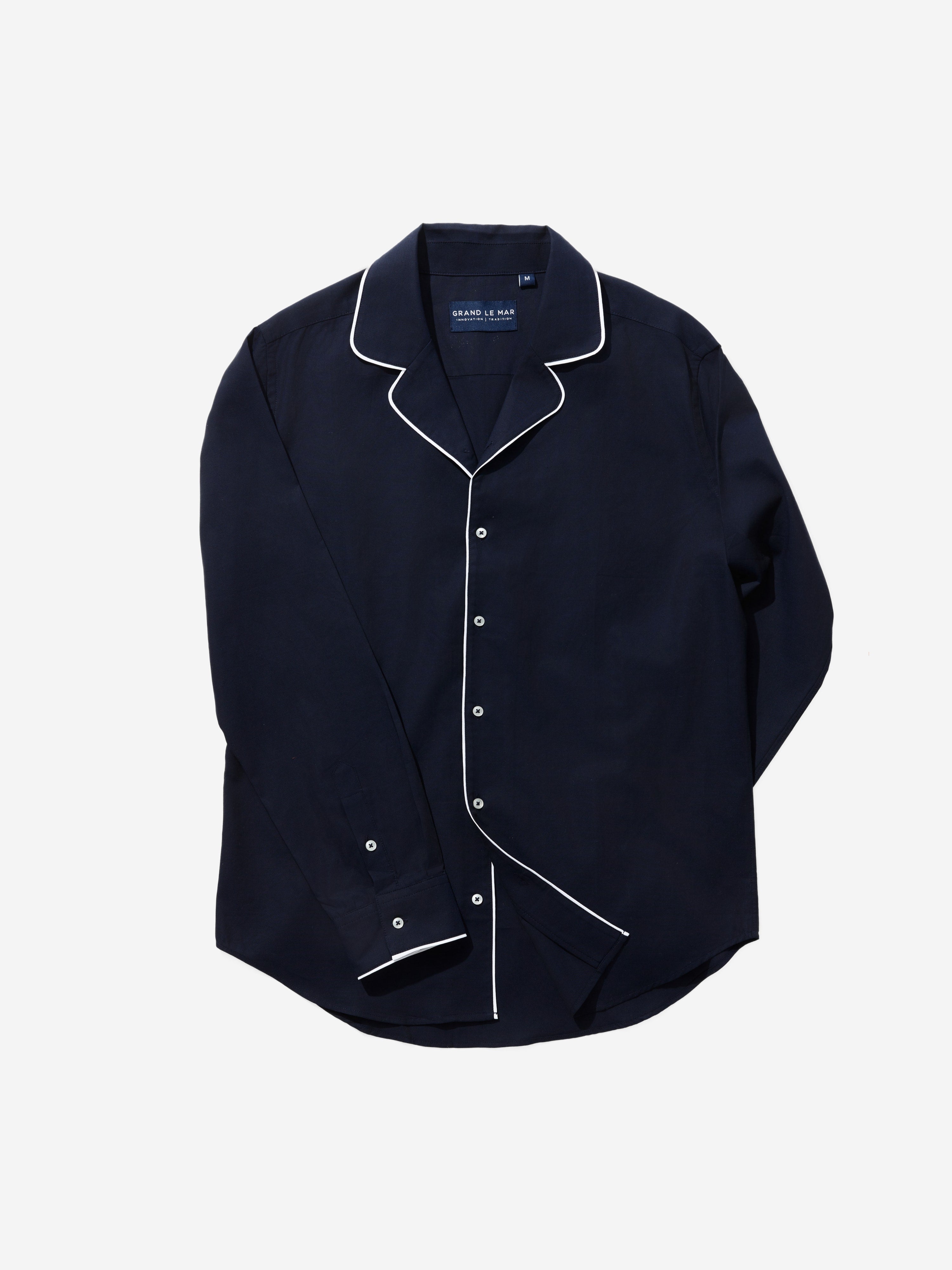 Riviera Piped Navy Blue Shirt - Grand Le Mar
