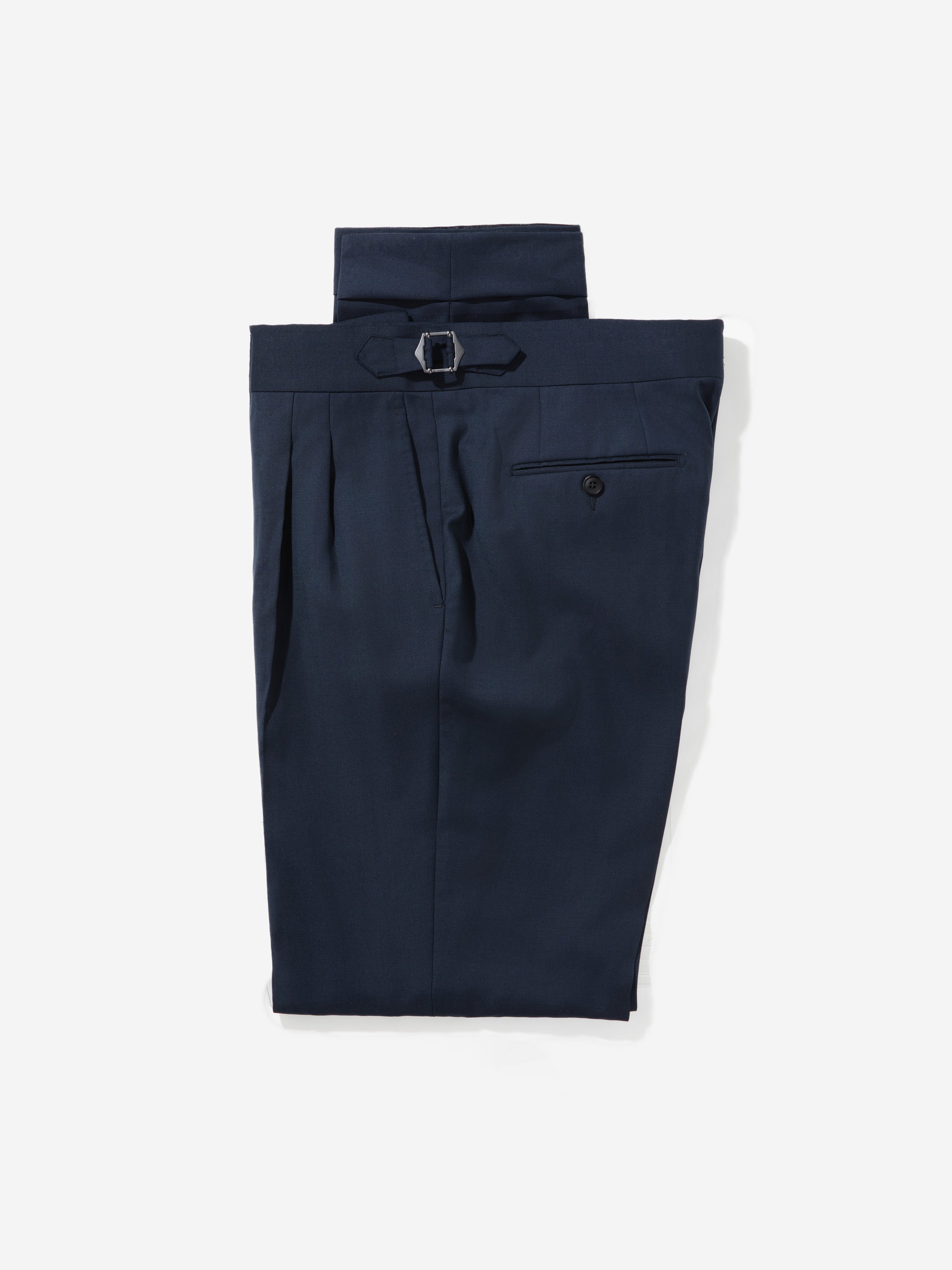 Navy S130 Wool Gurkha Trousers (Tapered Fit) - Grand Le Mar