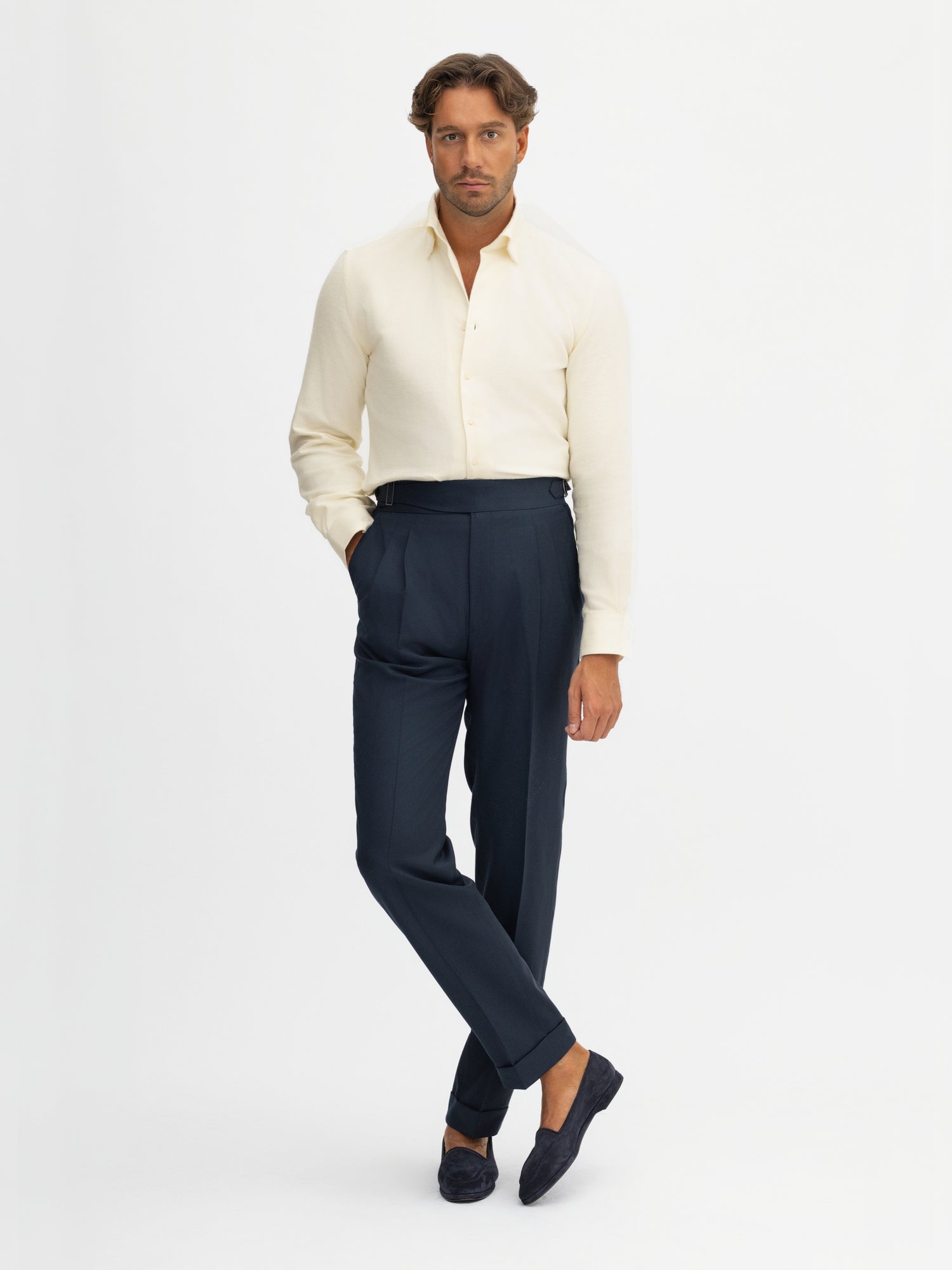 Navy S130 Wool Gurkha Trousers - Grand Le Mar