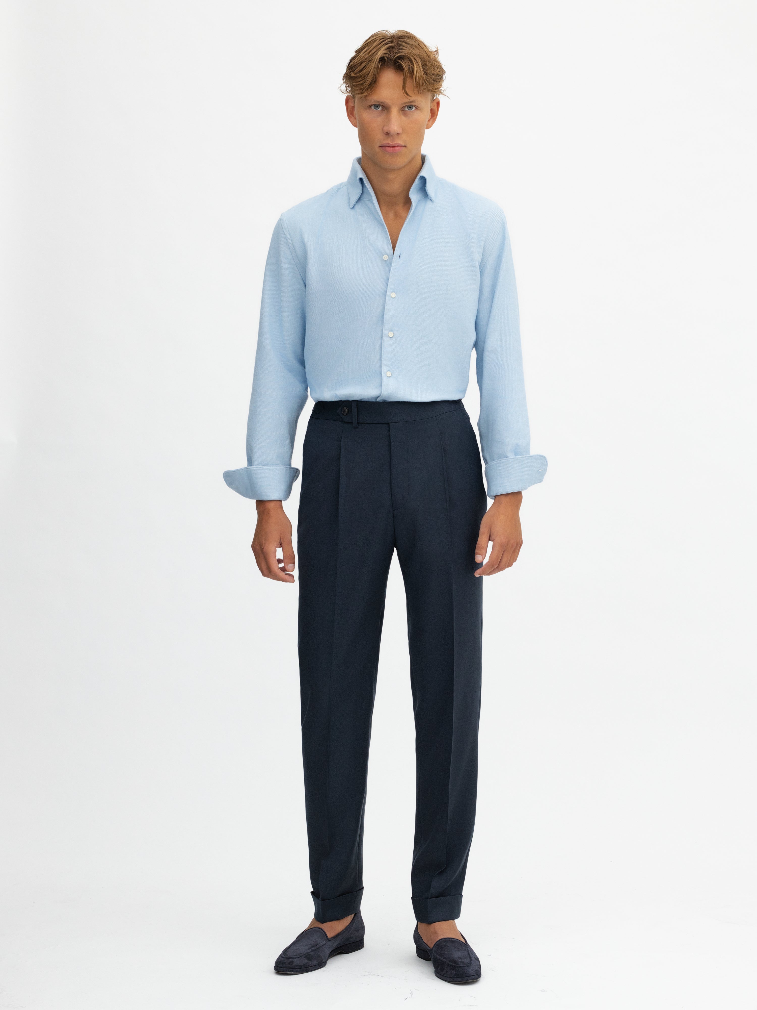 Navy S130 Wool Oscar Trousers - Grand Le Mar